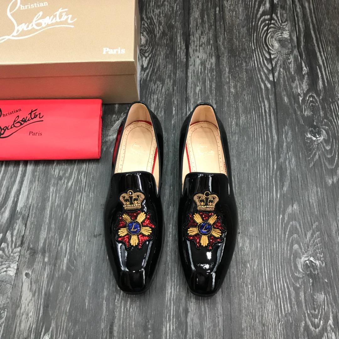 Christian Louboutin Black Leather Loafers - DesignerGu