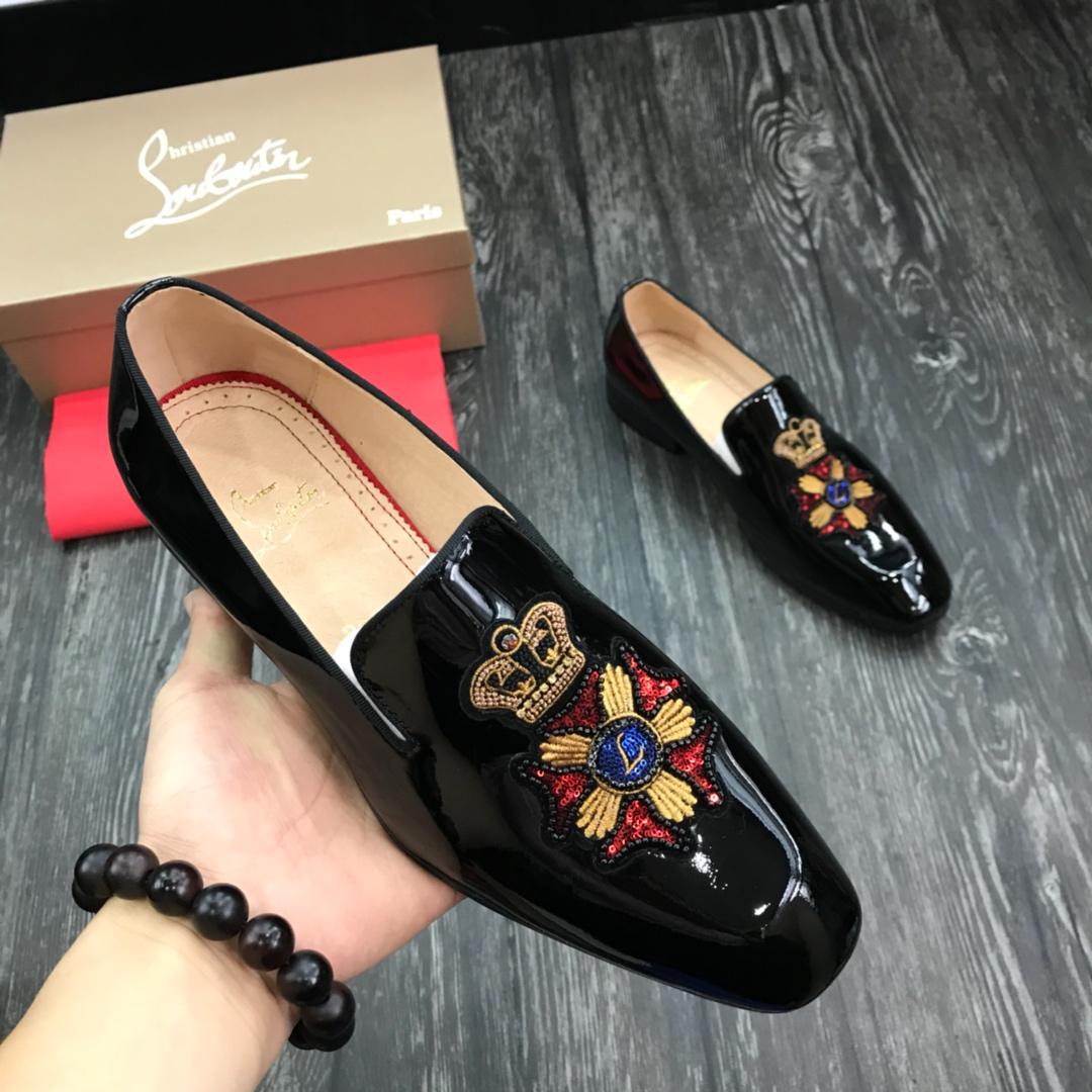 Christian Louboutin Black Leather Loafers - DesignerGu