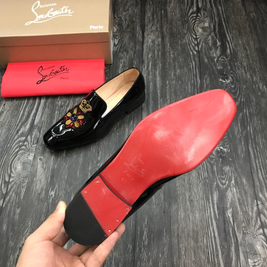 Christian Louboutin Black Leather Loafers - DesignerGu