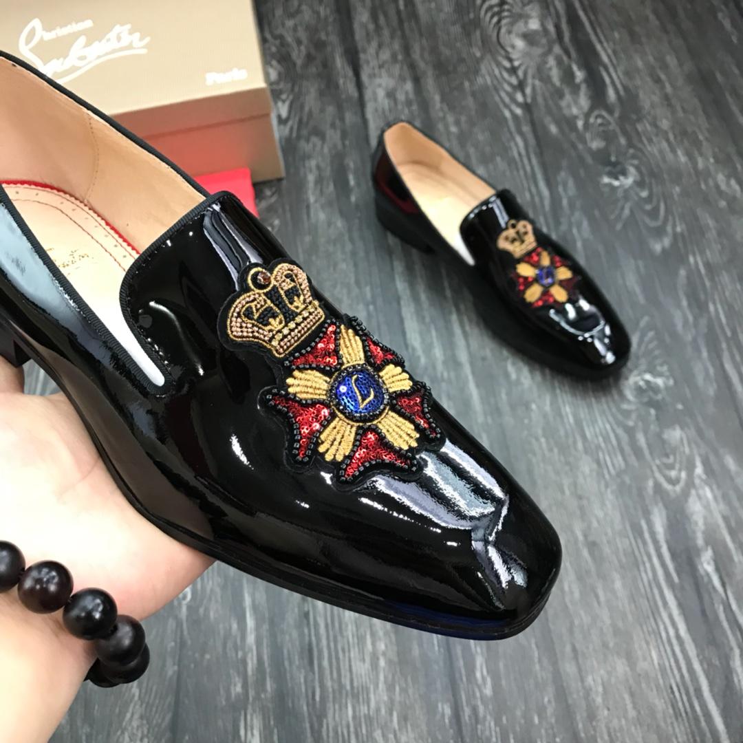 Christian Louboutin Black Leather Loafers - DesignerGu