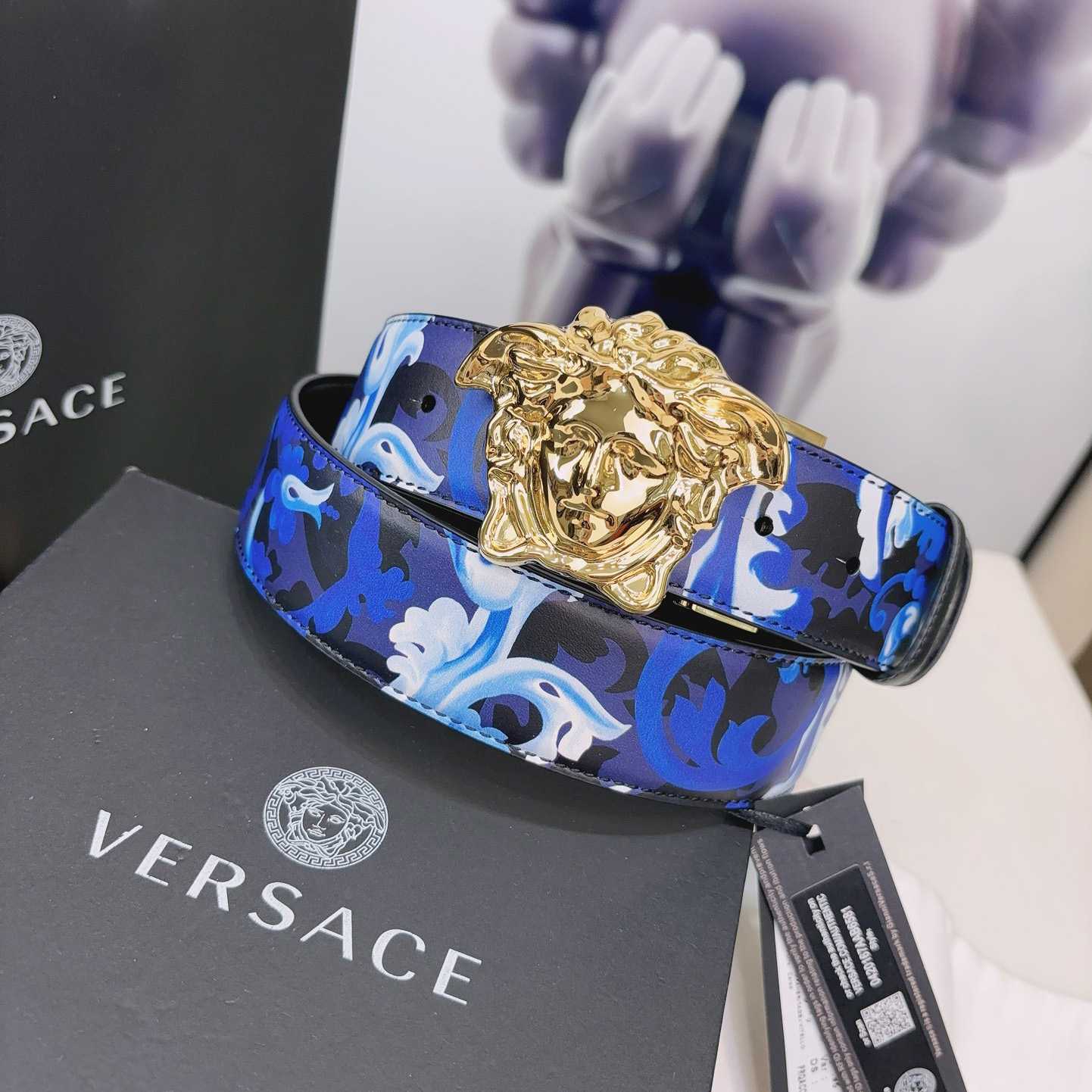 Versace La Medusa Logo-buckle Barocco-print Belt   40mm - DesignerGu