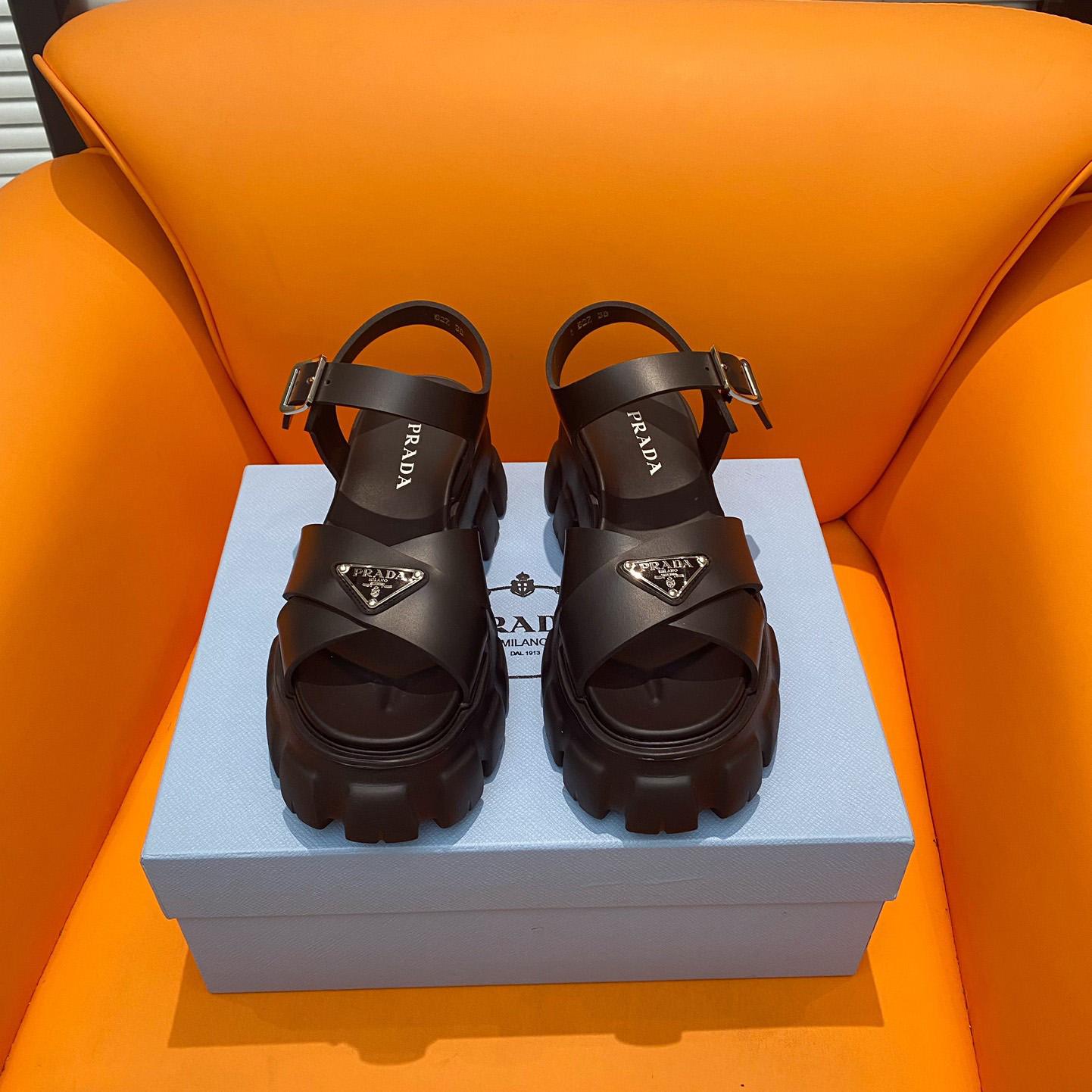 Prada Monolith Rubber Sandals - DesignerGu