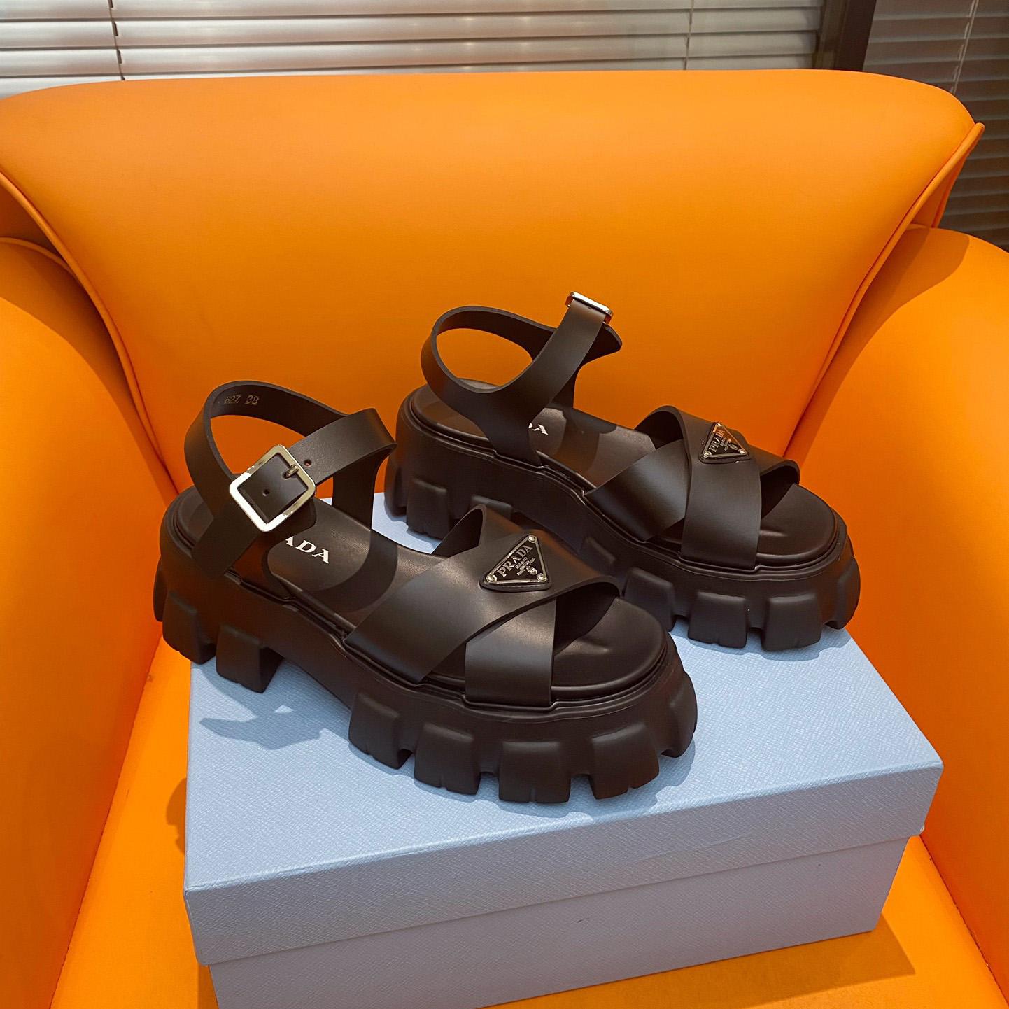 Prada Monolith Rubber Sandals - DesignerGu