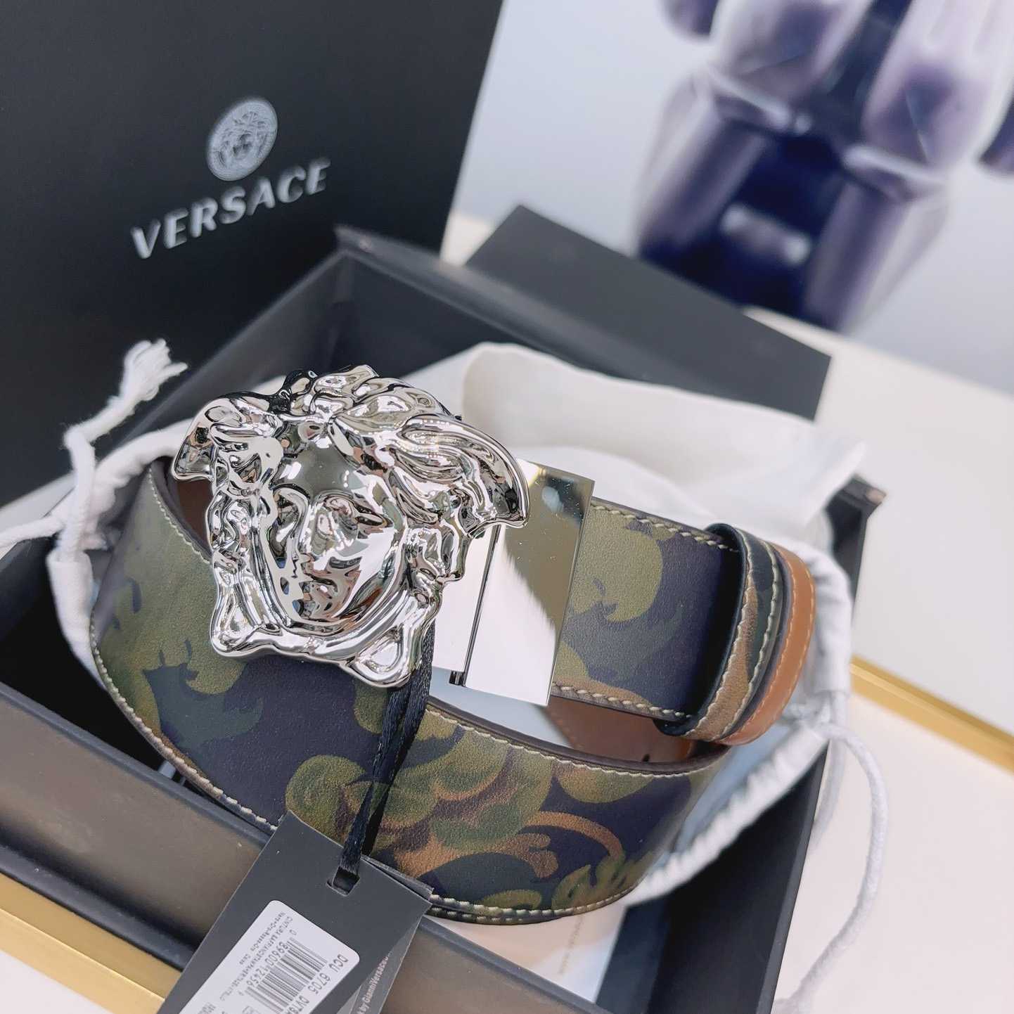 Versace La Medusa Logo-buckle Barocco-print Belt   40mm - DesignerGu