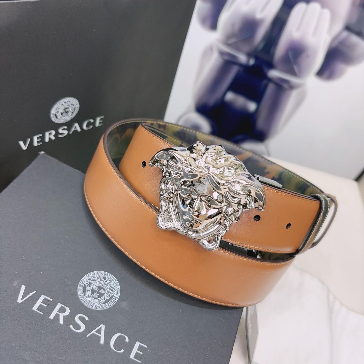 Versace La Medusa Logo-buckle Barocco-print Belt   40mm - DesignerGu