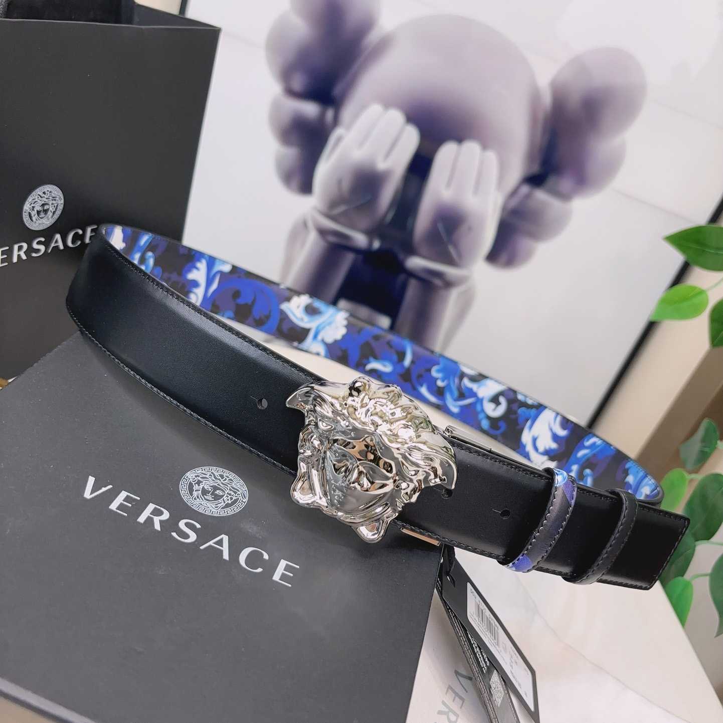 Versace La Medusa Logo-buckle Barocco-print Belt   40mm - DesignerGu