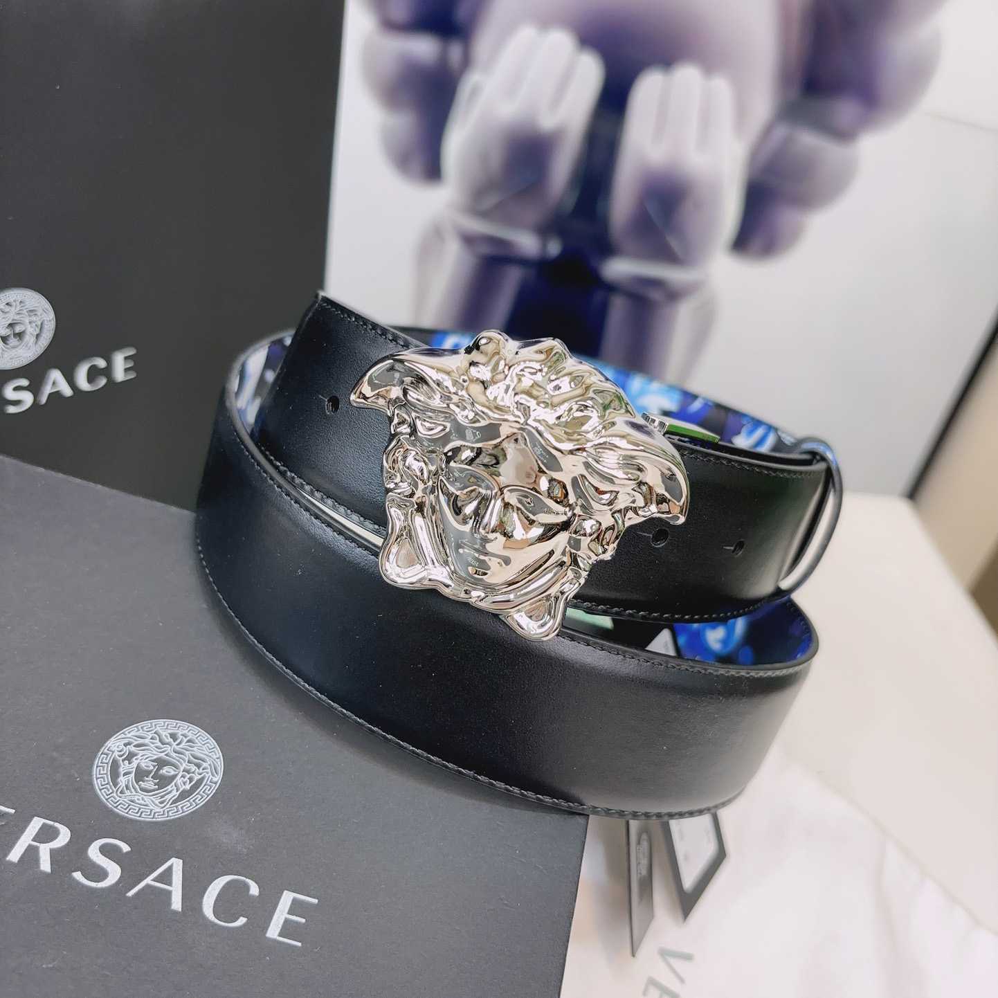 Versace La Medusa Logo-buckle Barocco-print Belt   40mm - DesignerGu