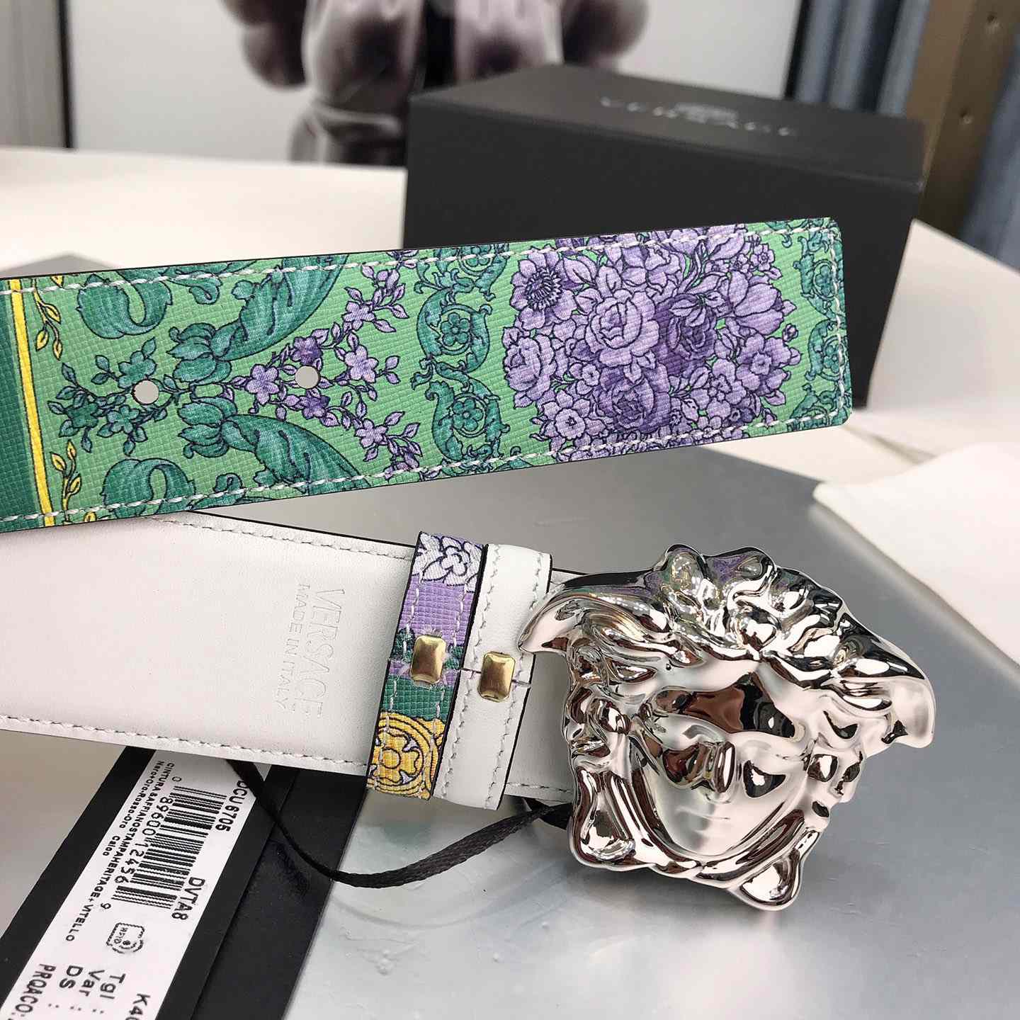 Versace Reversible Barocco Medusa Leather Belt   40mm - DesignerGu