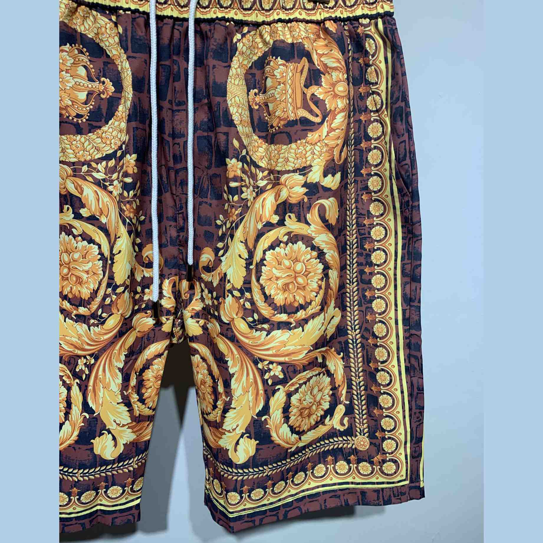 Versace Barocco Print Silk Shorts - DesignerGu