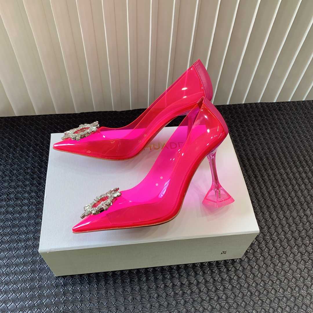 Amina Muaddi Begum Glass Pink Slingbacks - DesignerGu