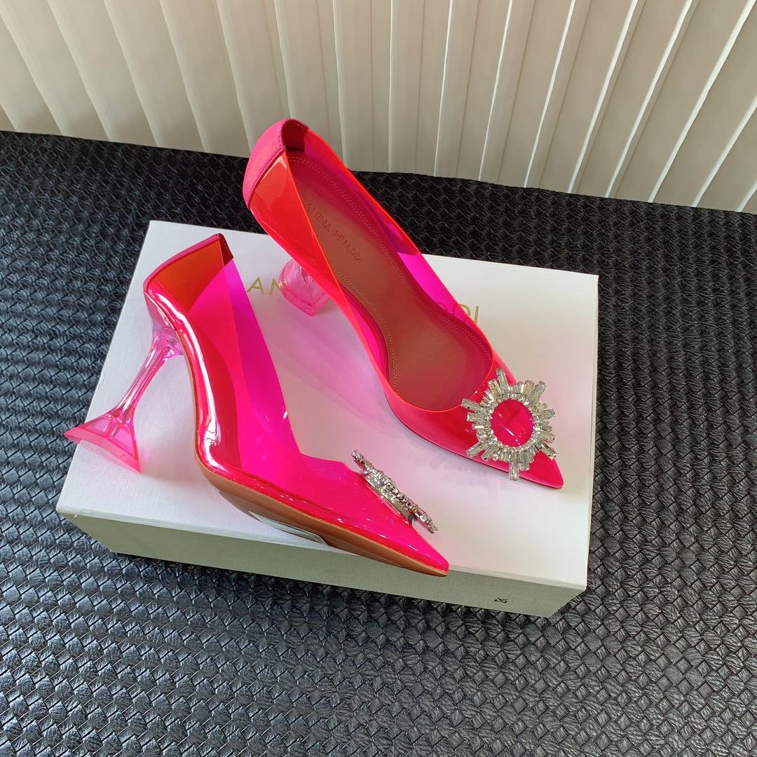 Amina Muaddi Begum Glass Pink Slingbacks - DesignerGu