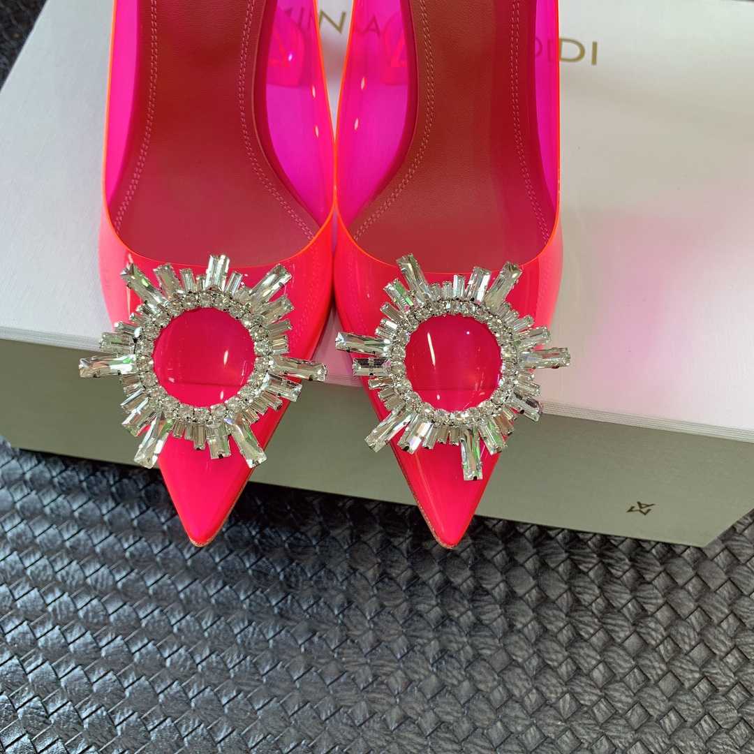 Amina Muaddi Begum Glass Pink Slingbacks - DesignerGu