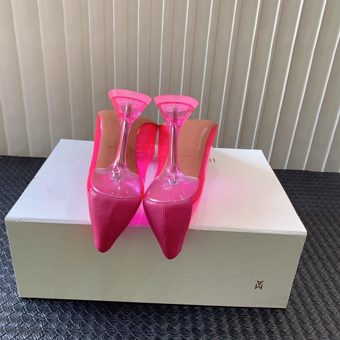 Amina Muaddi Begum Glass Pink Slingbacks - DesignerGu