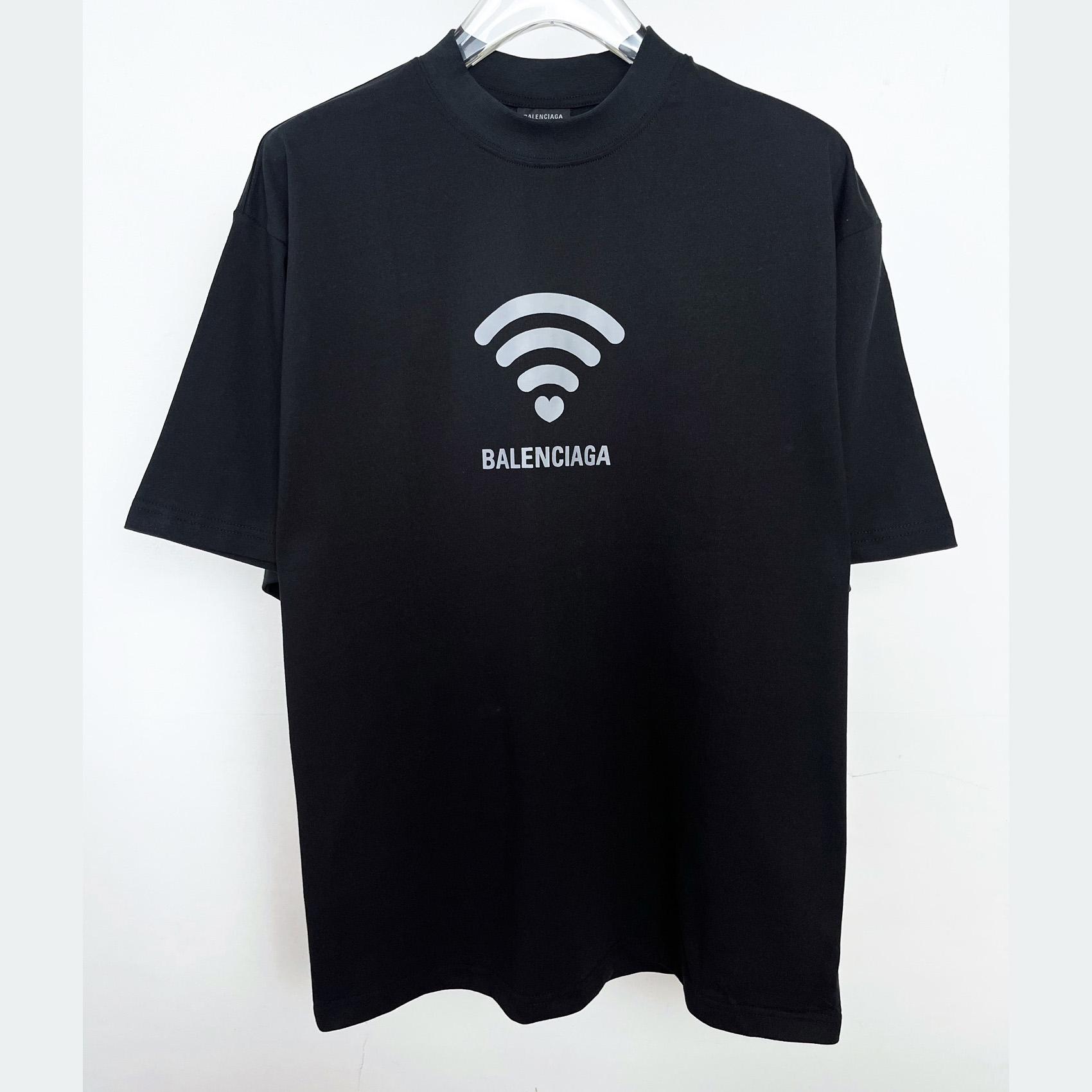 Balenciaga Wifi T-Shirt Oversized In Black - DesignerGu