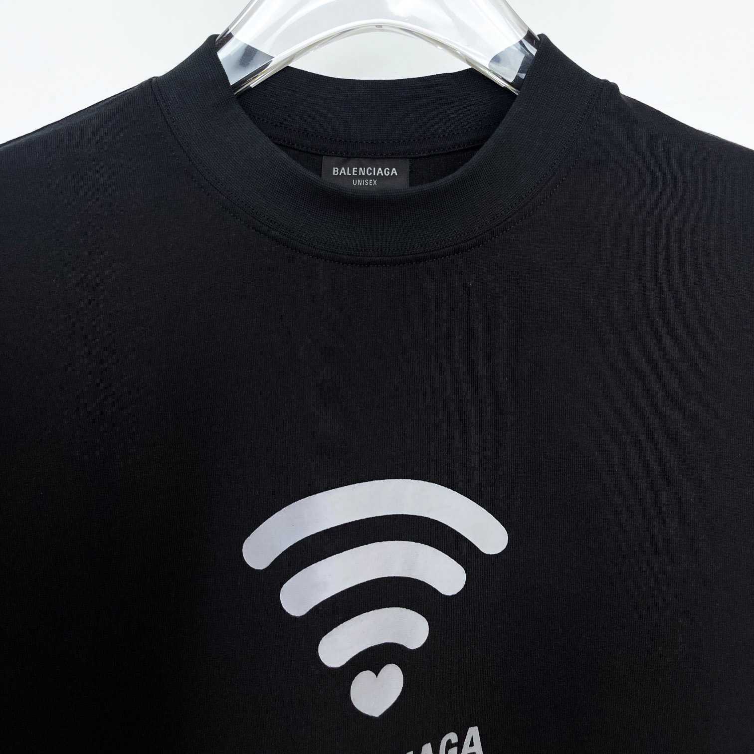 Balenciaga Wifi T-Shirt Oversized In Black - DesignerGu