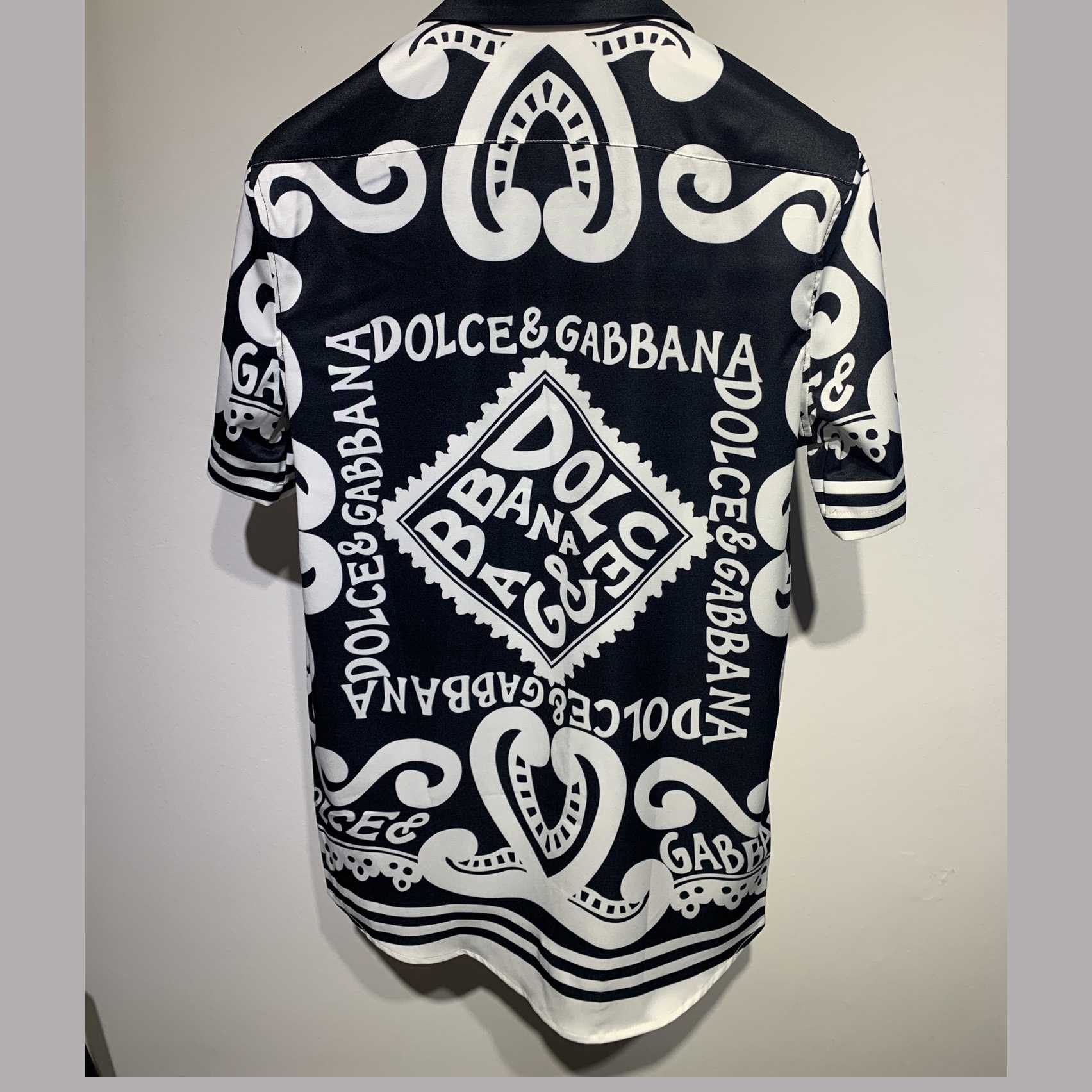 Dolce & Gabbana Marina Print Silk Hawaii Shirt - DesignerGu