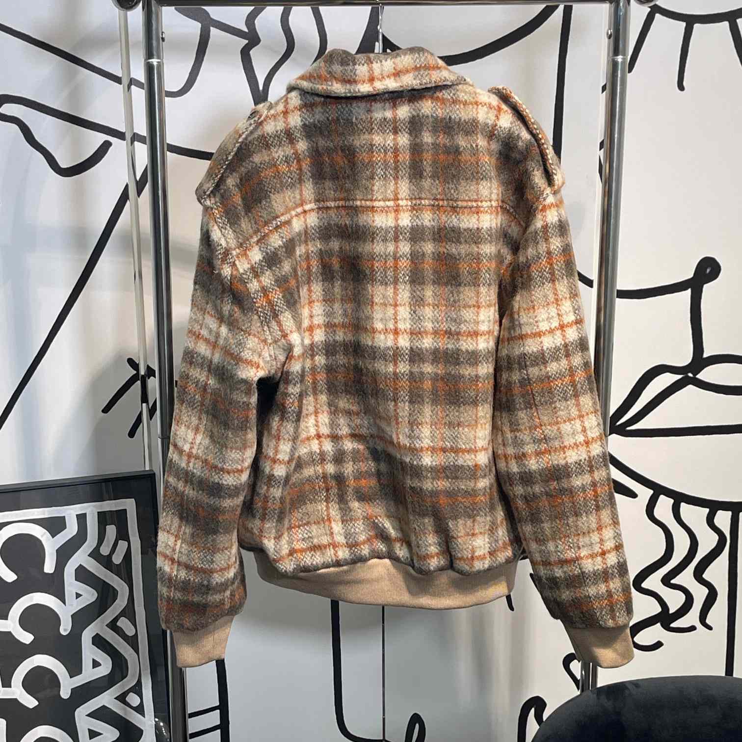 Celine Loose Teddy Jacket In Brushed Checked Tweed - DesignerGu