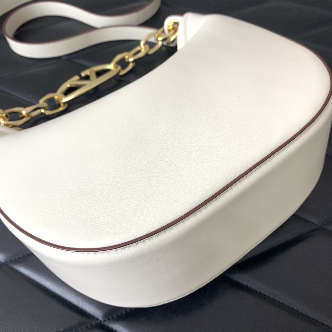 Valenti VLogo Moon Mini Hobo Bag In Nappa Leather With Chain - DesignerGu