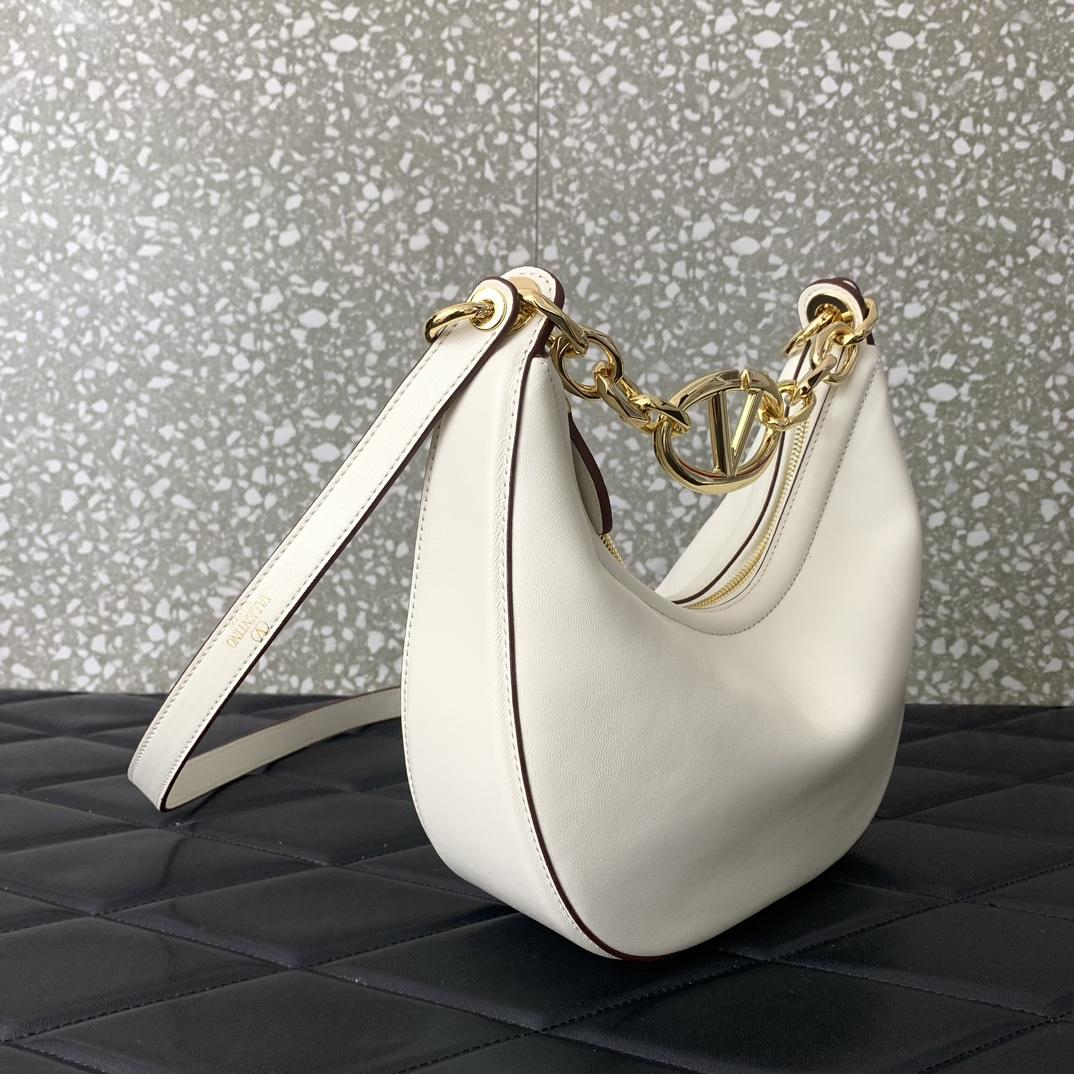 Valenti VLogo Moon Mini Hobo Bag In Nappa Leather With Chain - DesignerGu