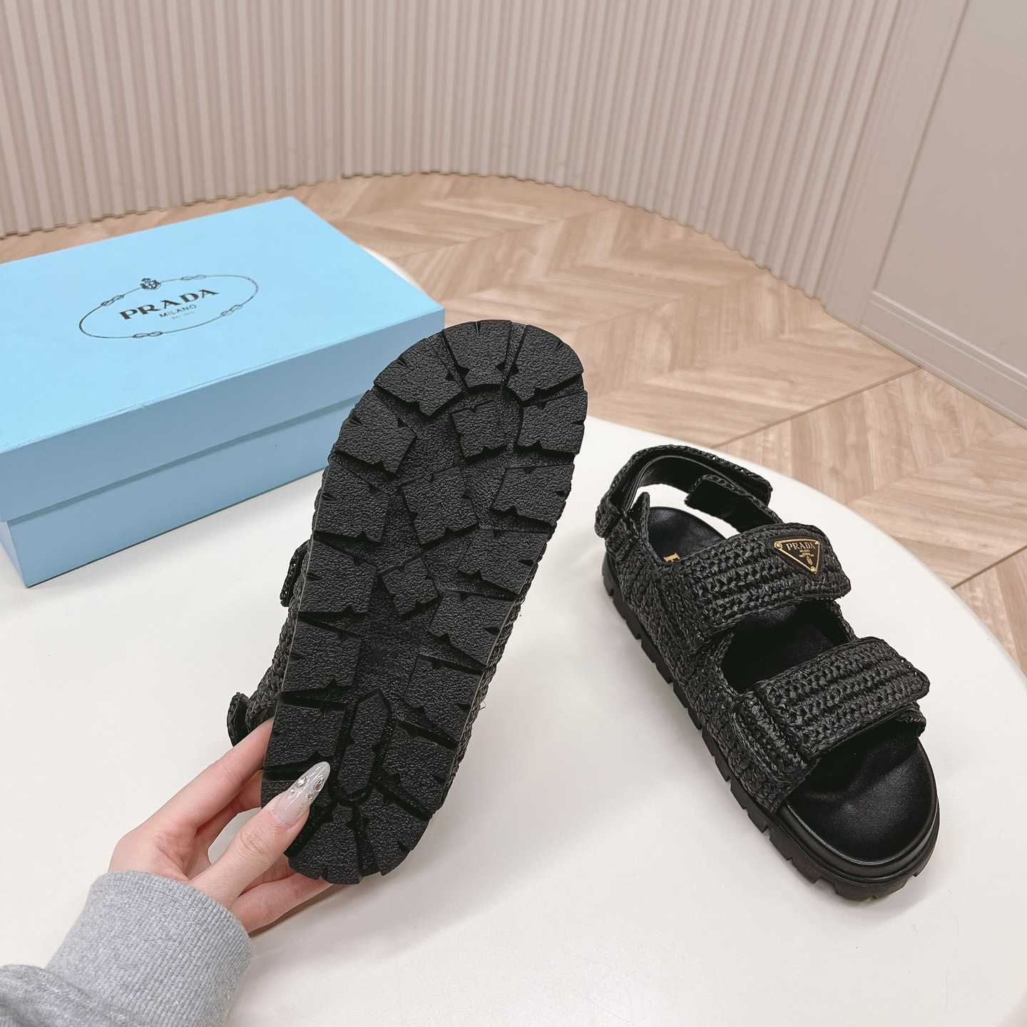 Prada Woven Fabric Sandals - DesignerGu