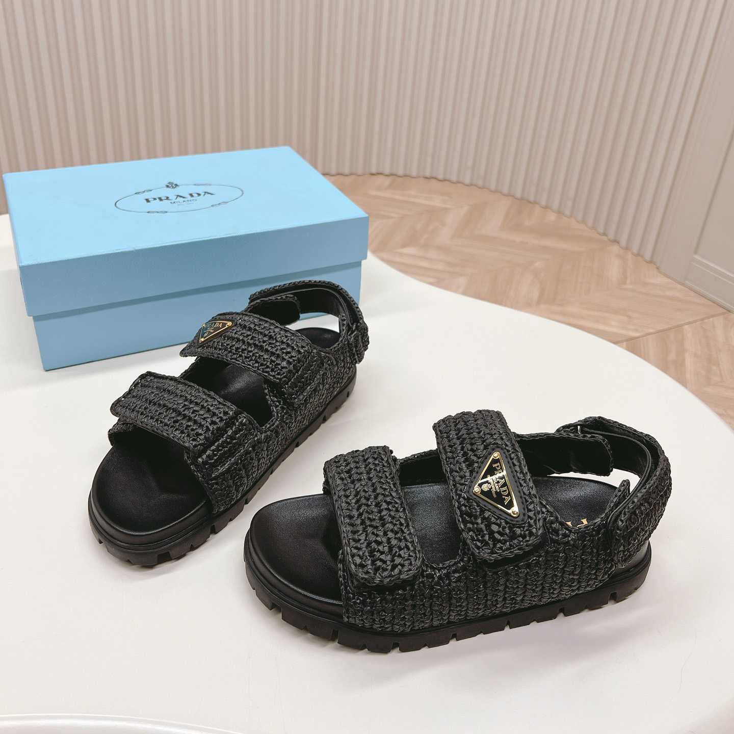 Prada Woven Fabric Sandals - DesignerGu