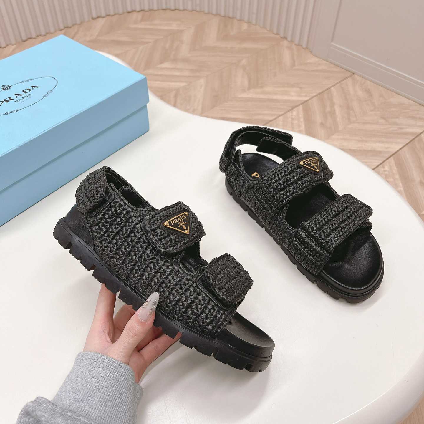 Prada Woven Fabric Sandals - DesignerGu