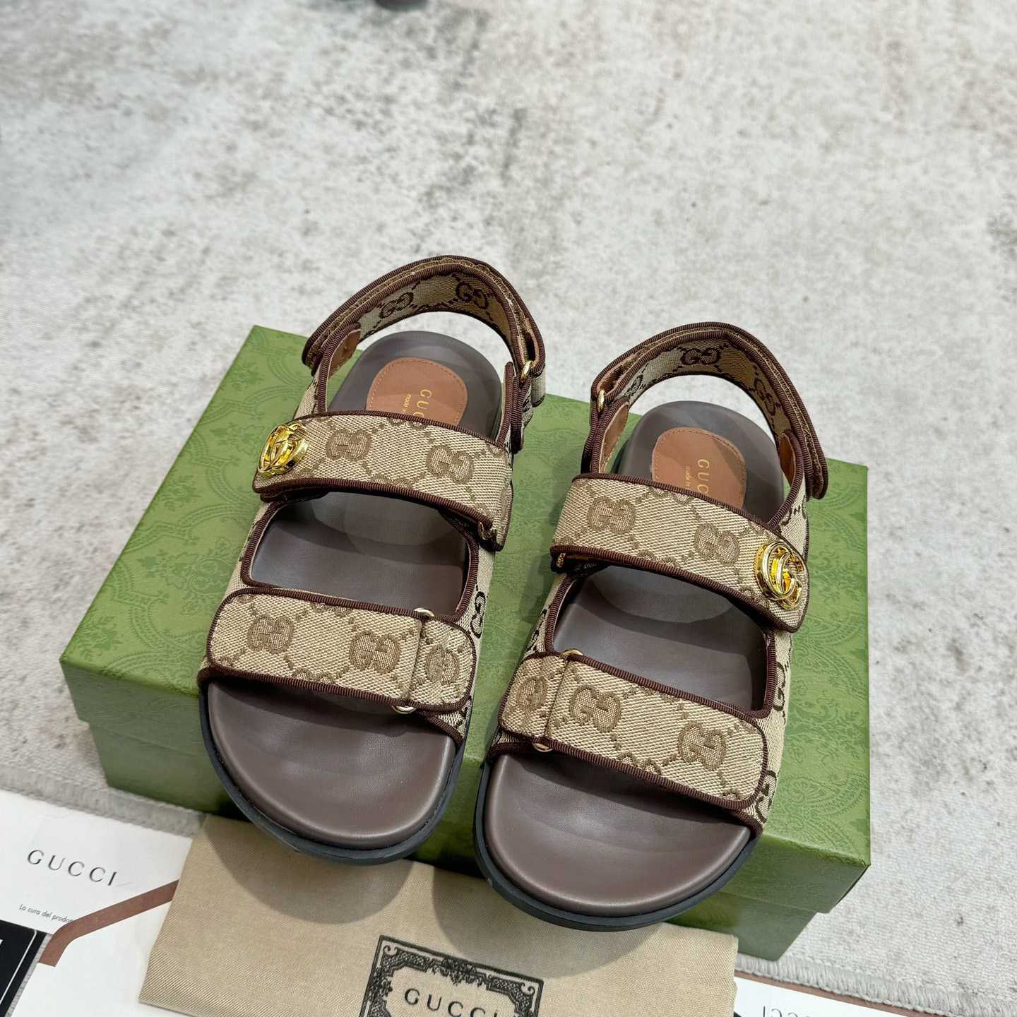 Gucci GG Supreme Canvas Sandals - DesignerGu