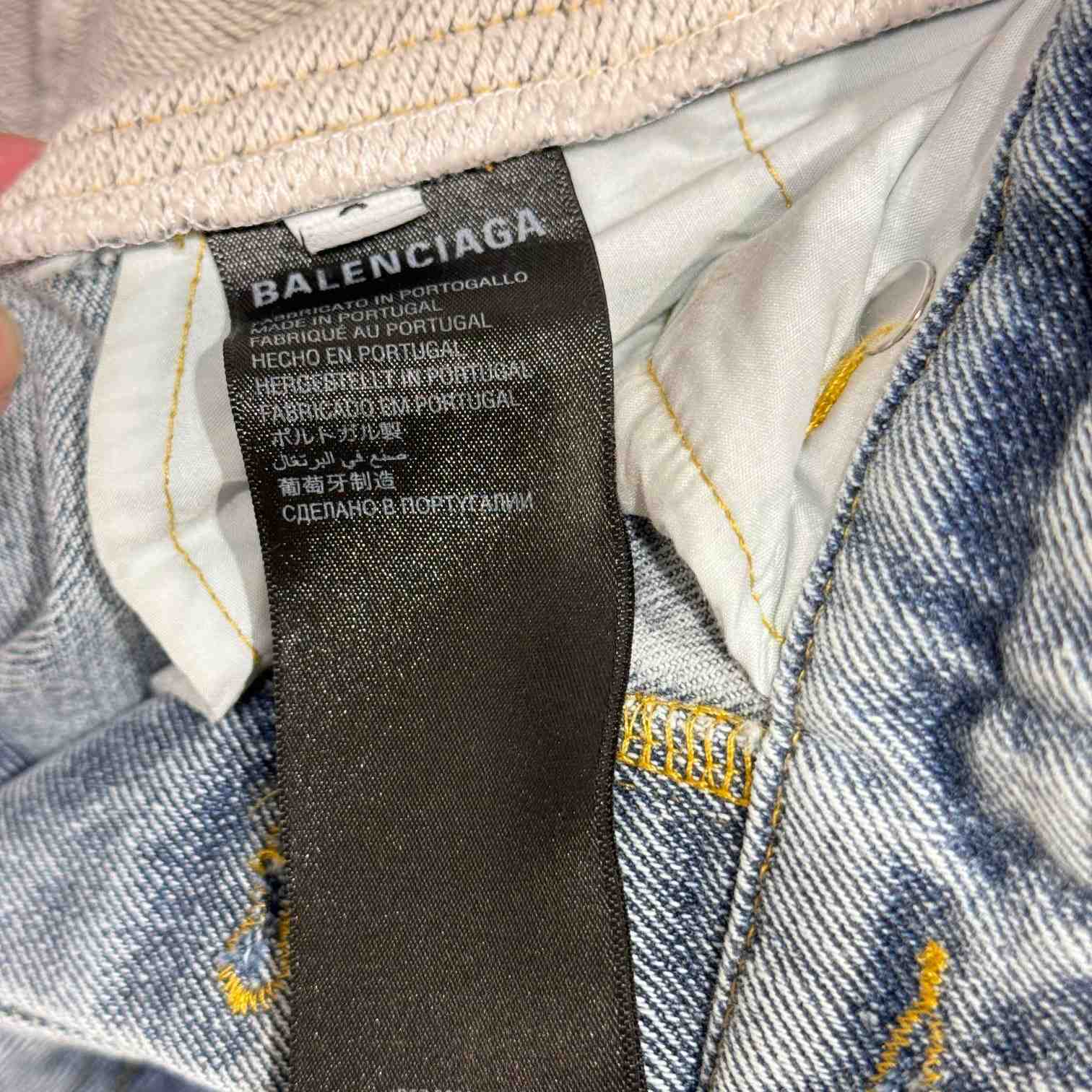 Balenciaga  Logo Outline Patchwork Baggy Jeans - DesignerGu