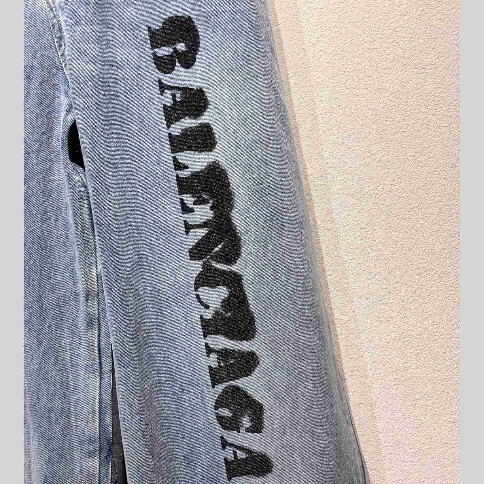 Balenciaga  Logo Outline Patchwork Baggy Jeans - DesignerGu