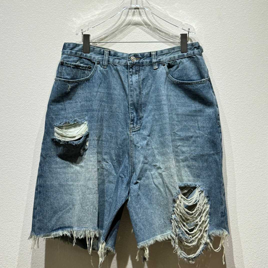 Balenciaga Destroyed Denim Shorts - DesignerGu