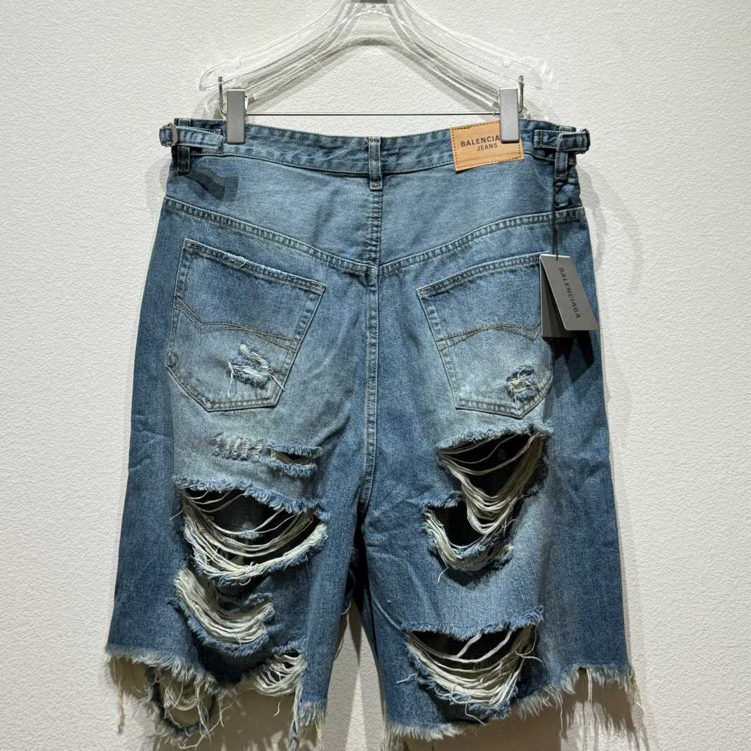 Balenciaga Destroyed Denim Shorts - DesignerGu