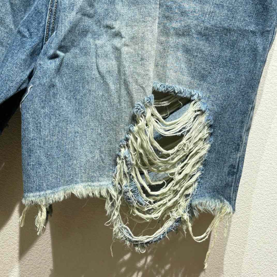 Balenciaga Destroyed Denim Shorts - DesignerGu