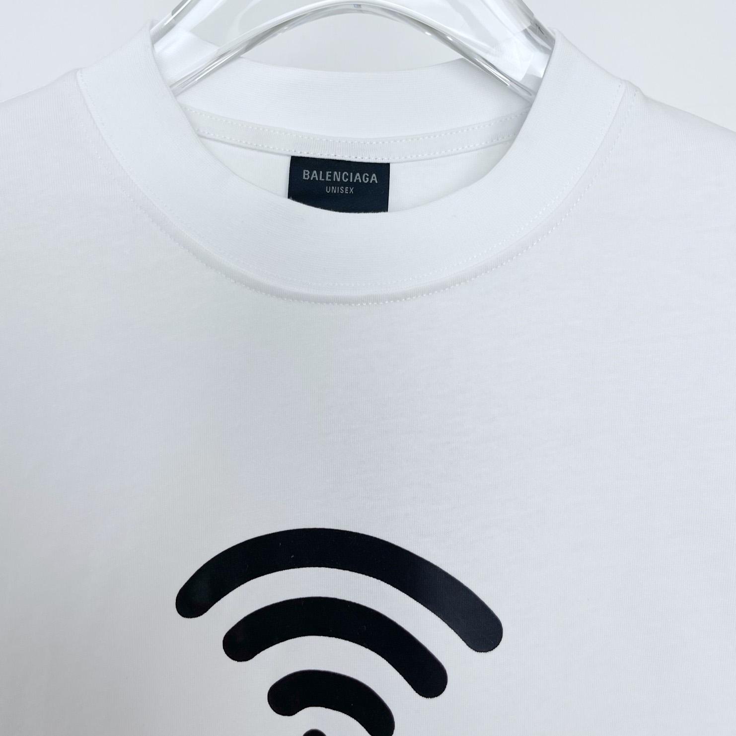 Balenciaga Wifi T-Shirt Oversized In White - DesignerGu