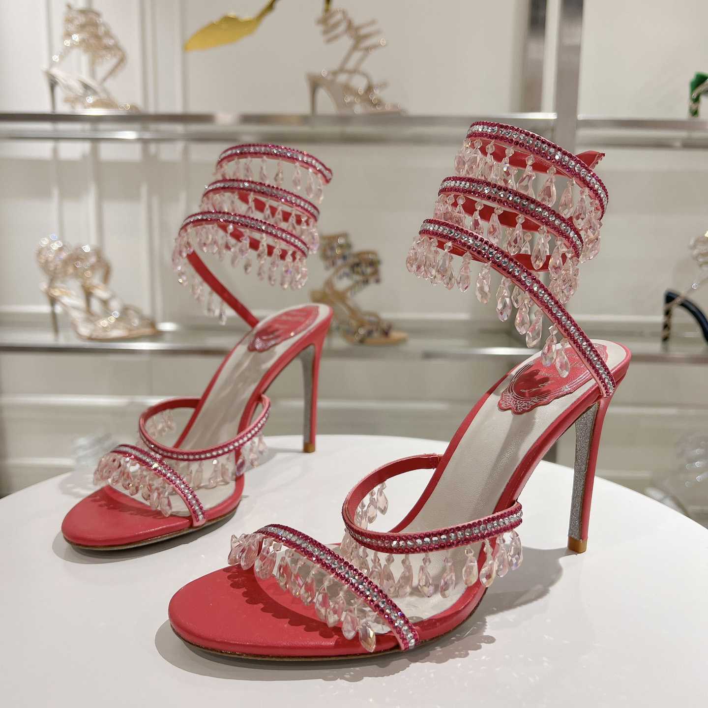 Rene Caovilla Chandelier 95mm Crystal-embellished Sandals - DesignerGu