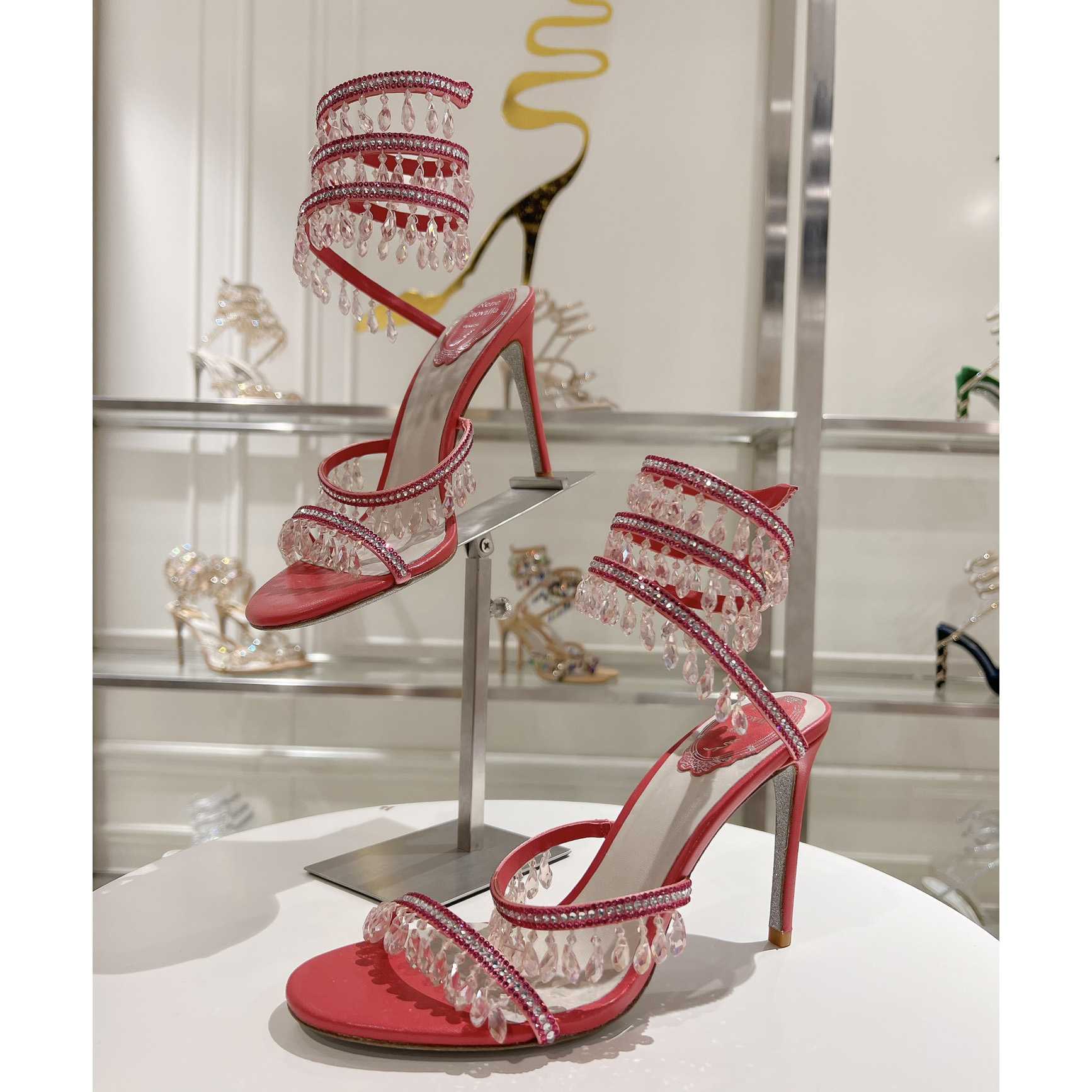 Rene Caovilla Chandelier 95mm Crystal-embellished Sandals - DesignerGu