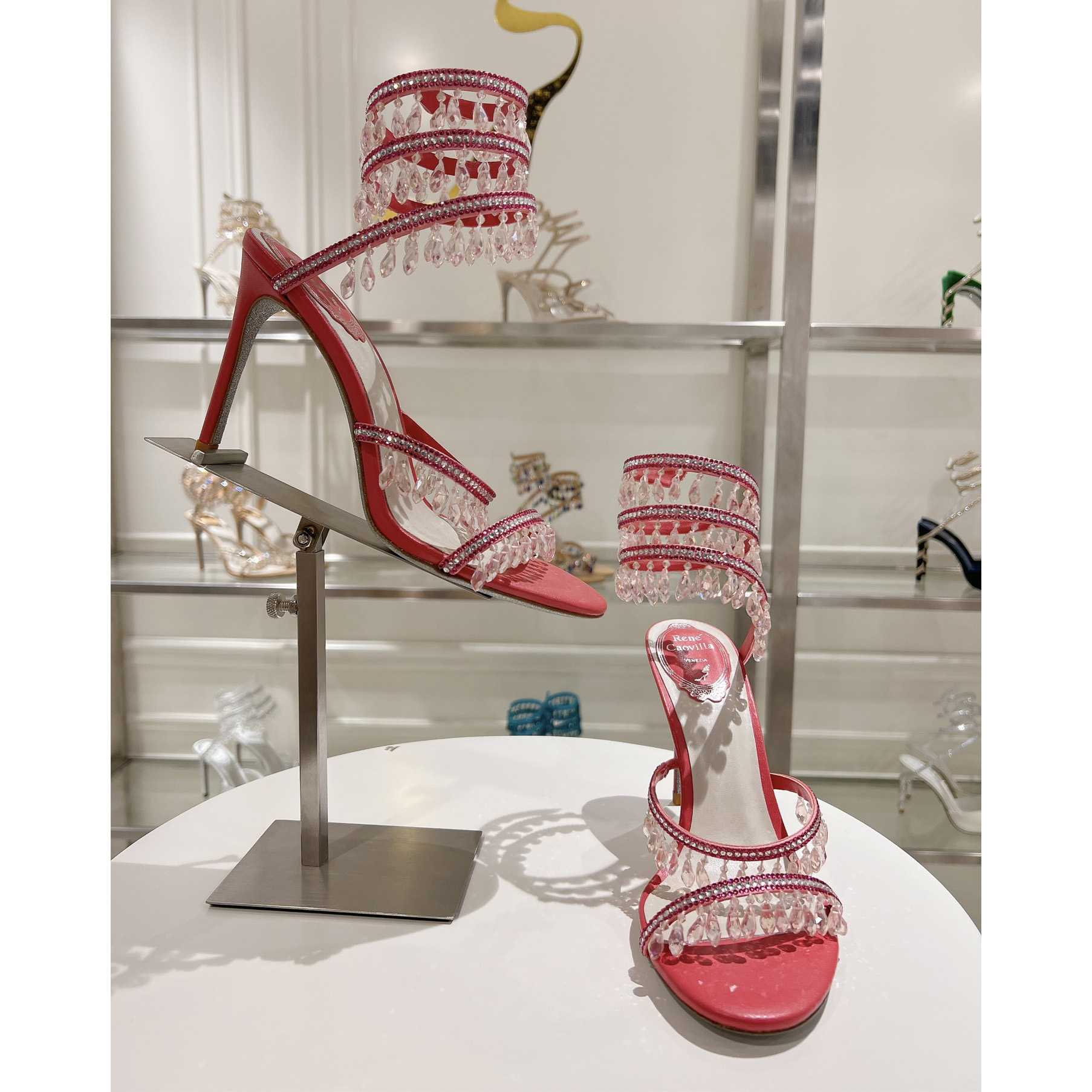 Rene Caovilla Chandelier 95mm Crystal-embellished Sandals - DesignerGu