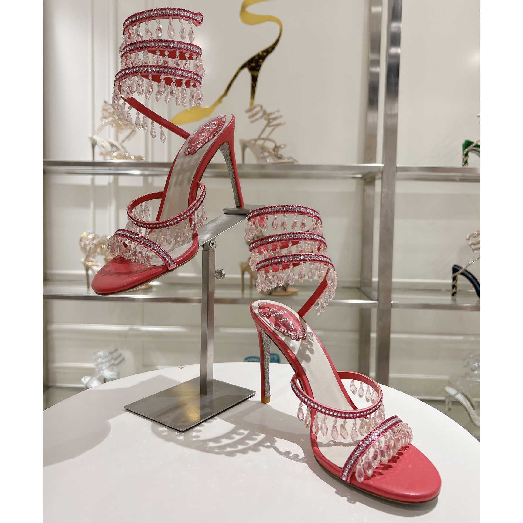 Rene Caovilla Chandelier 95mm Crystal-embellished Sandals - DesignerGu