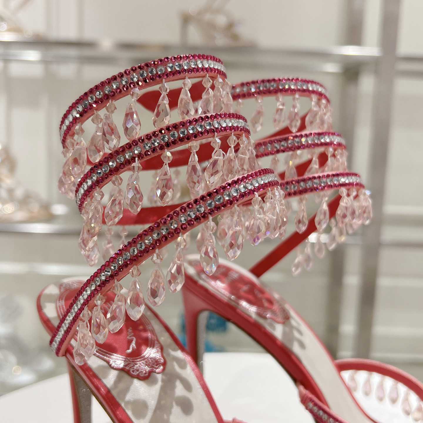 Rene Caovilla Chandelier 95mm Crystal-embellished Sandals - DesignerGu