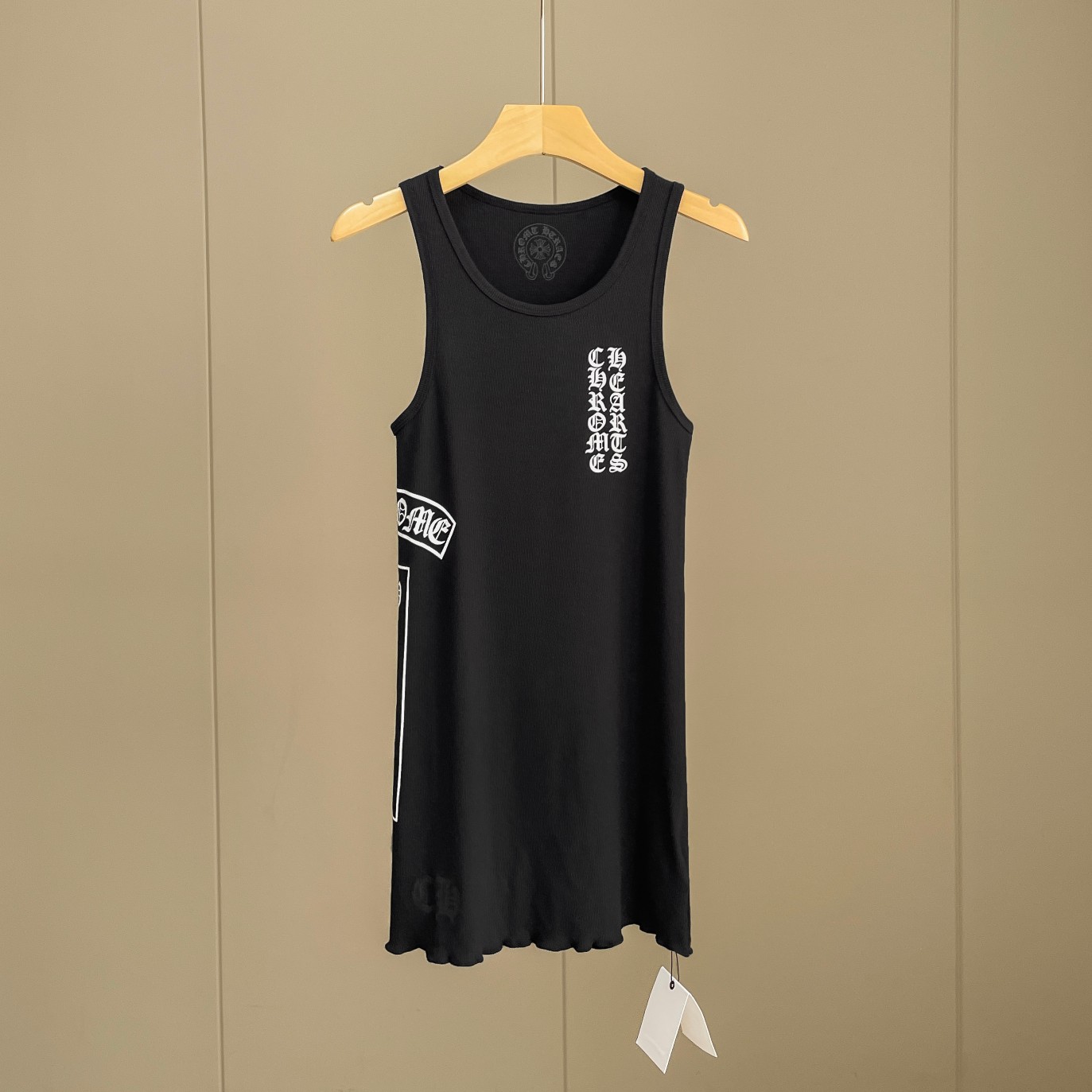 Chrome Hearts Black Vertical Logo Tank Top - DesignerGu