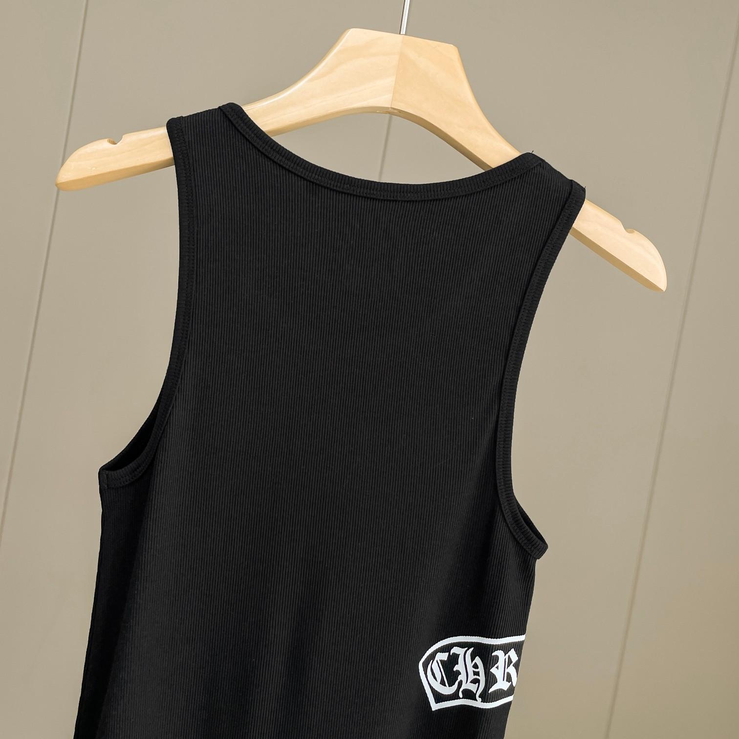 Chrome Hearts Black Vertical Logo Tank Top - DesignerGu