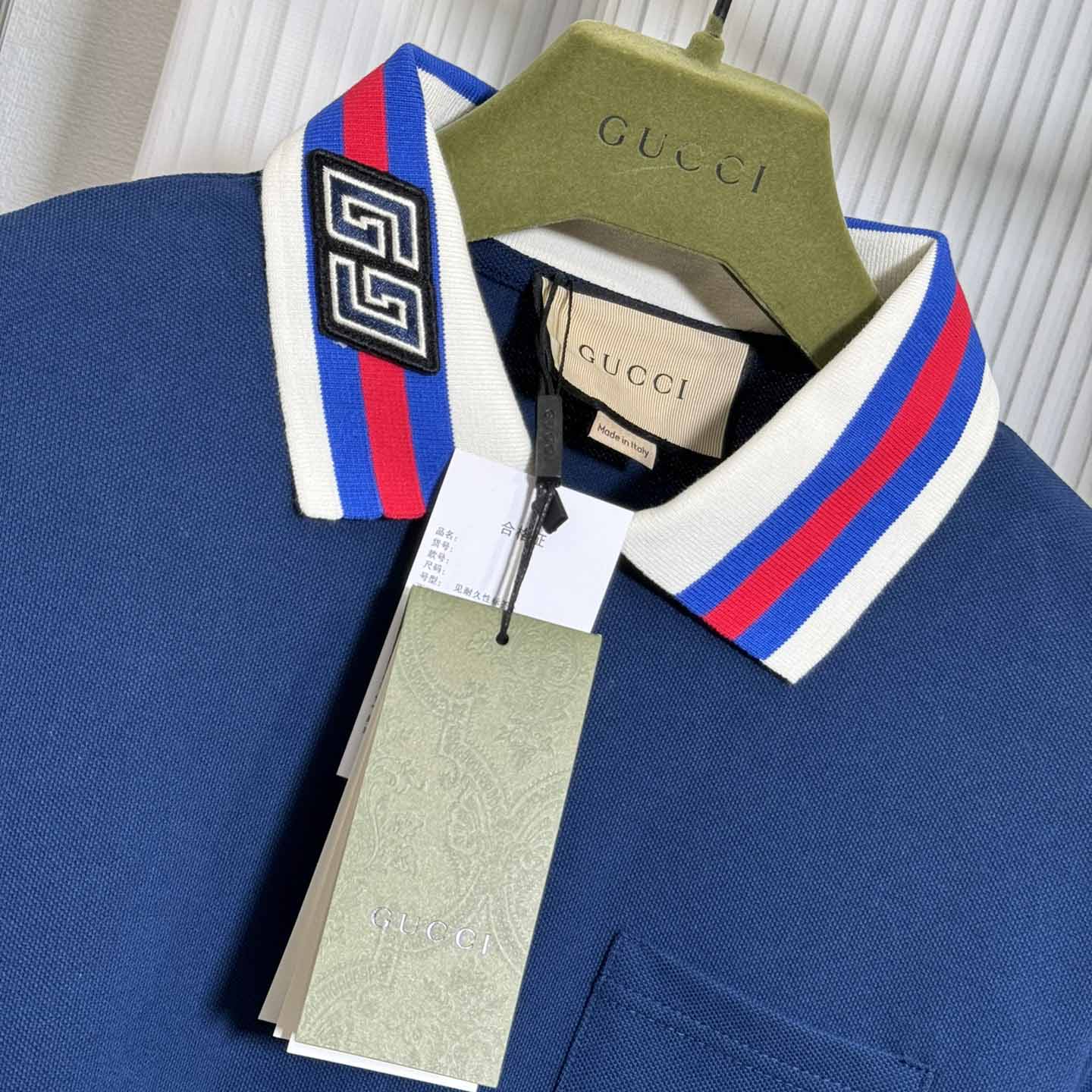 Gucci Cotton Piquet Polo With Square GG - DesignerGu