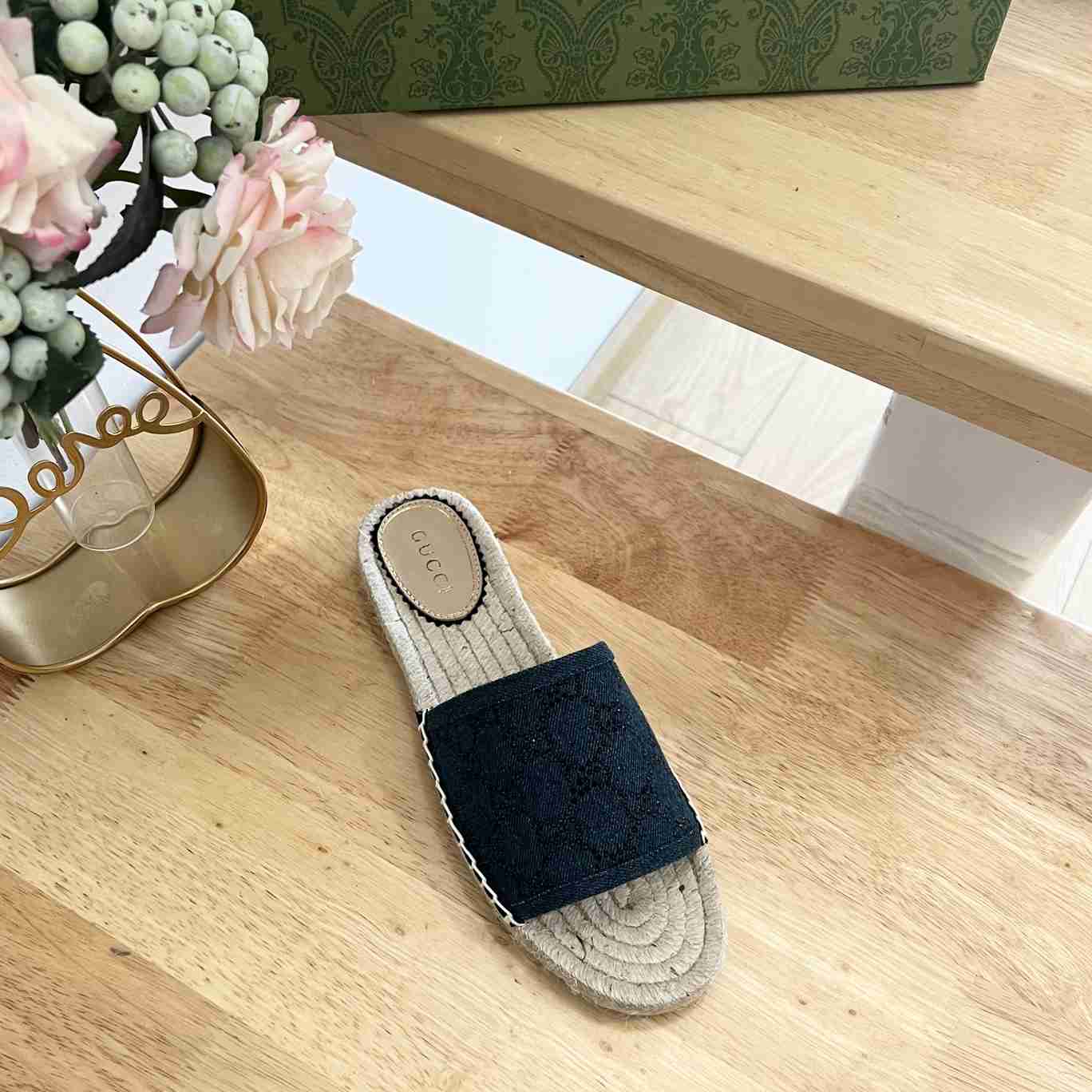 Gucci Women's Slide Espadrille With GG Crystals - DesignerGu