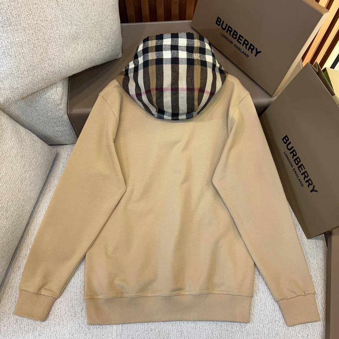 Burberry Check Trim Cotton Blend Hoodie - DesignerGu