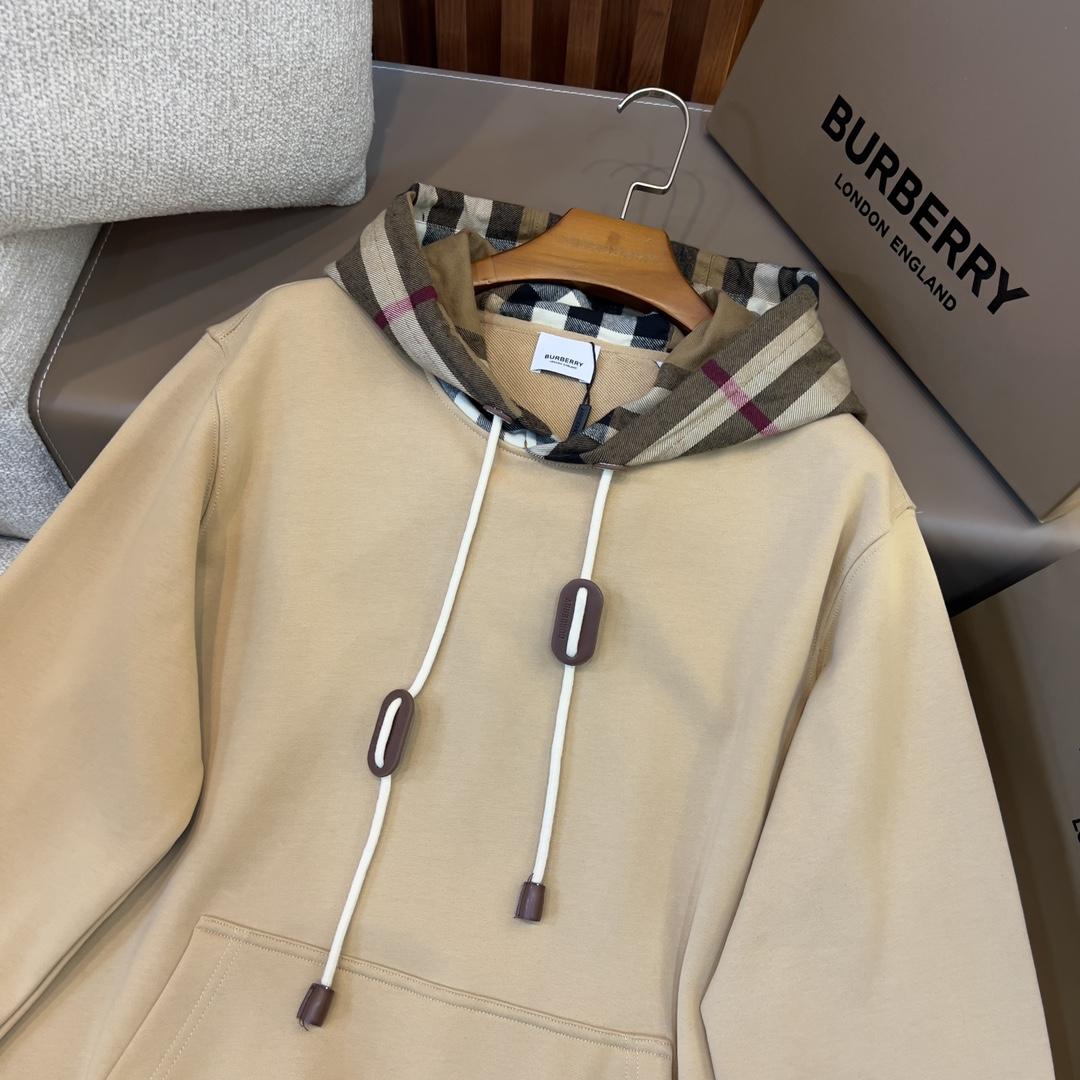 Burberry Check Trim Cotton Blend Hoodie - DesignerGu