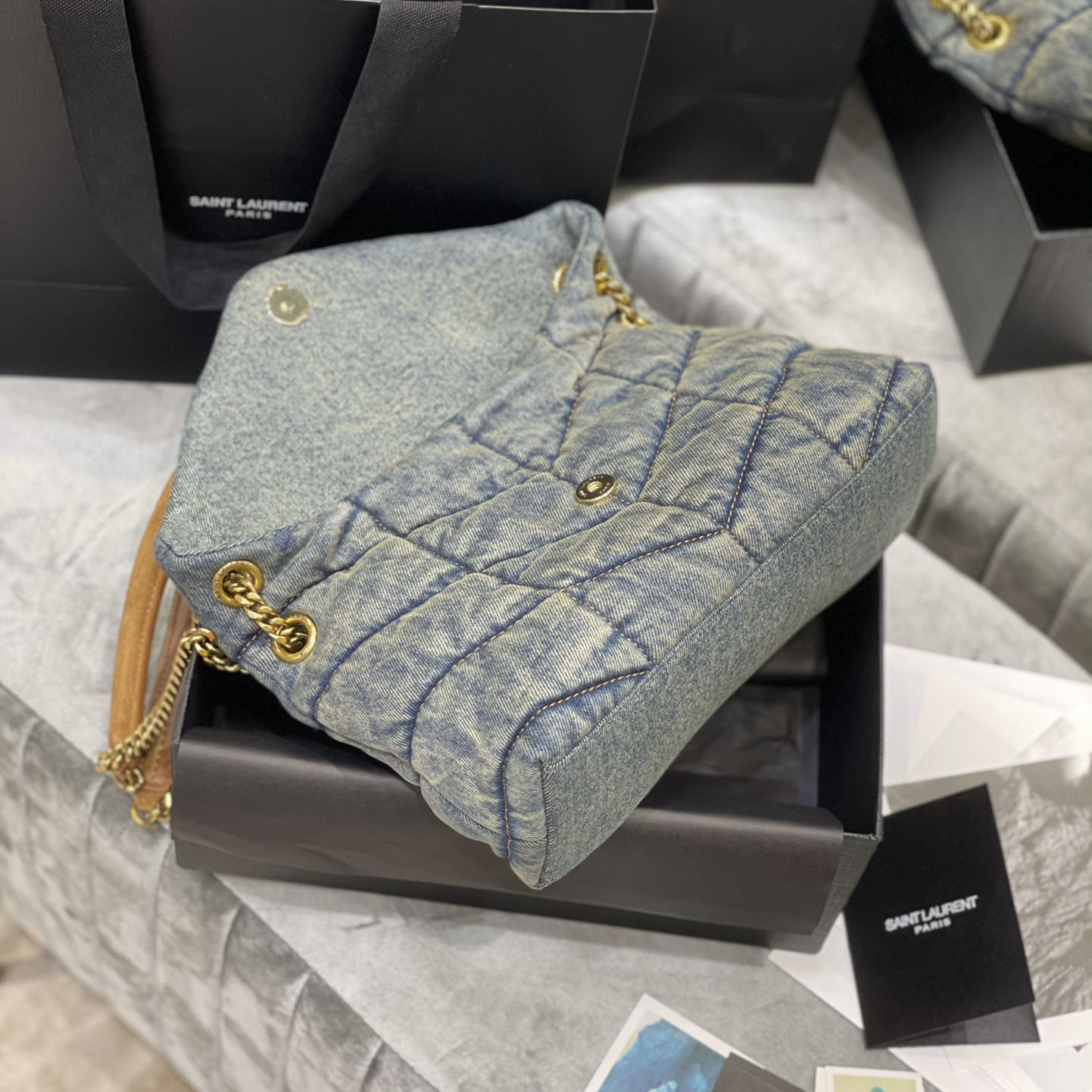 Saint Laurent Puffer Toy In Denim （29×17×11cm） - DesignerGu