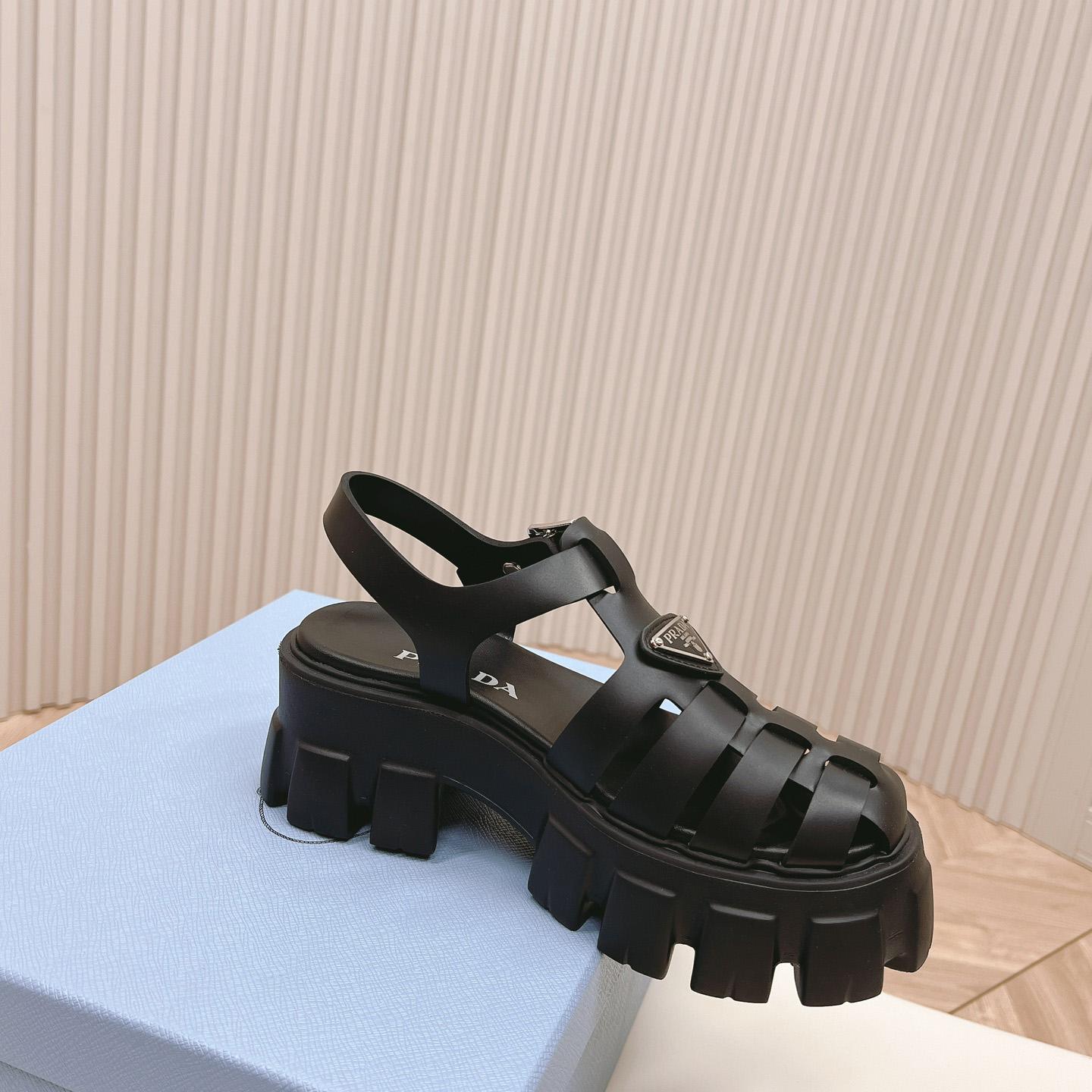 Prada Rubber Monolith Sandals - DesignerGu