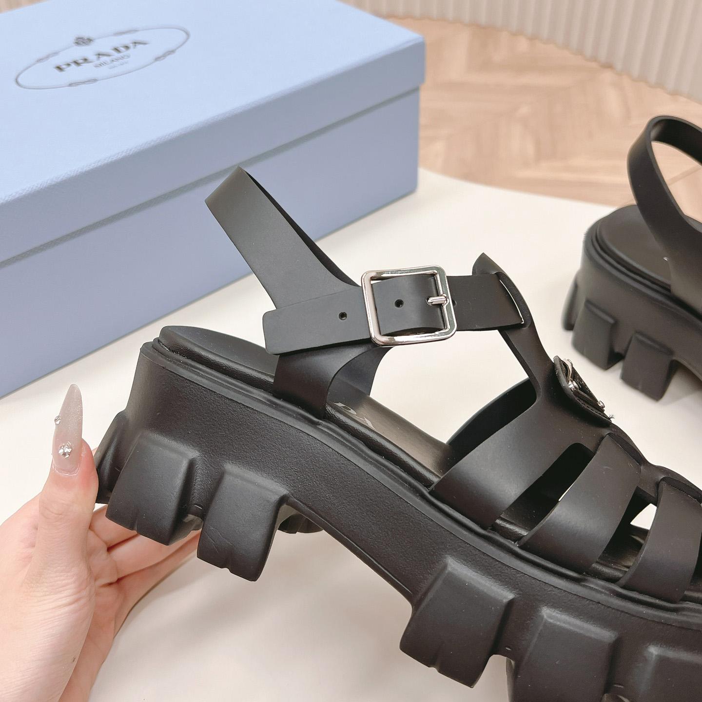 Prada Rubber Monolith Sandals - DesignerGu