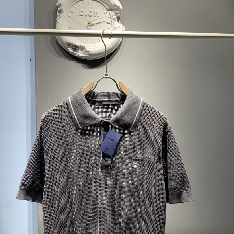 Prada Cotton And Silk Polo Shirt - DesignerGu