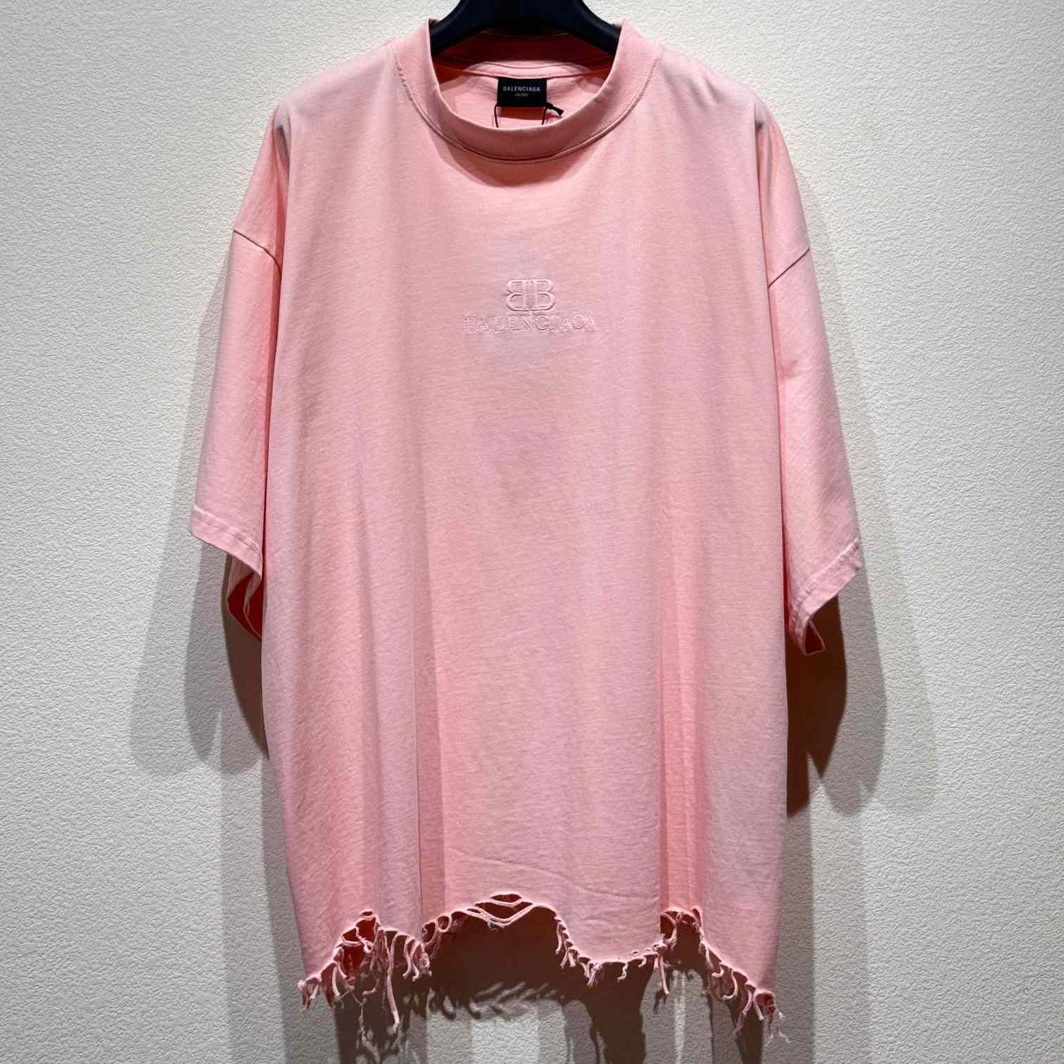 Balenciaga BB Classic Balenciaga Cropped T-Shirt Oversized In Pink - DesignerGu