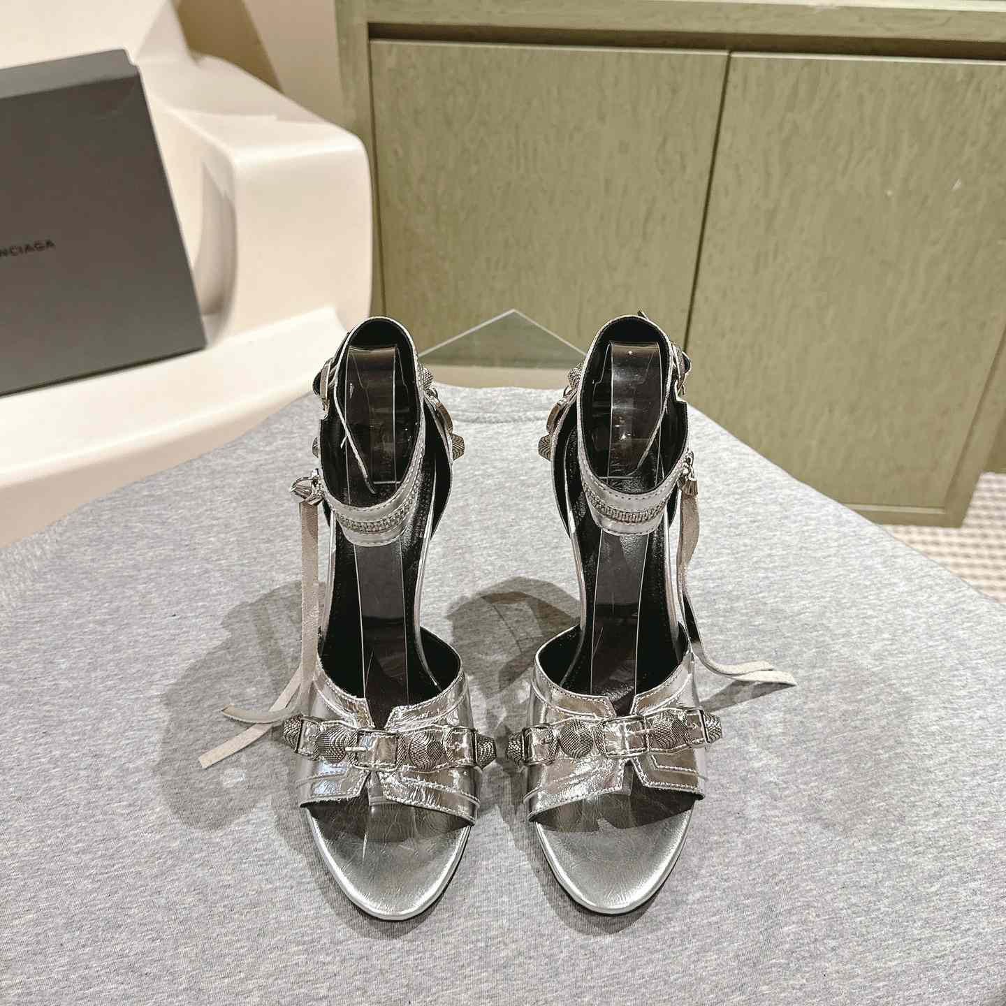 Balenciaga Cagole 110mm Metallic-finish Sandals - DesignerGu